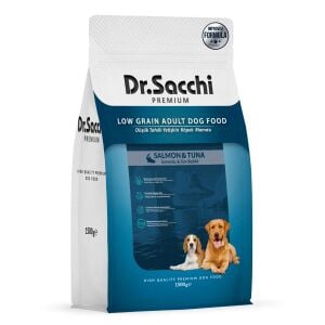 Dr.Sacchi Premium Düşük Tahıllı Somonlu ve Ton Balıklı Yetişkin Köpek Maması 1,5 Kg