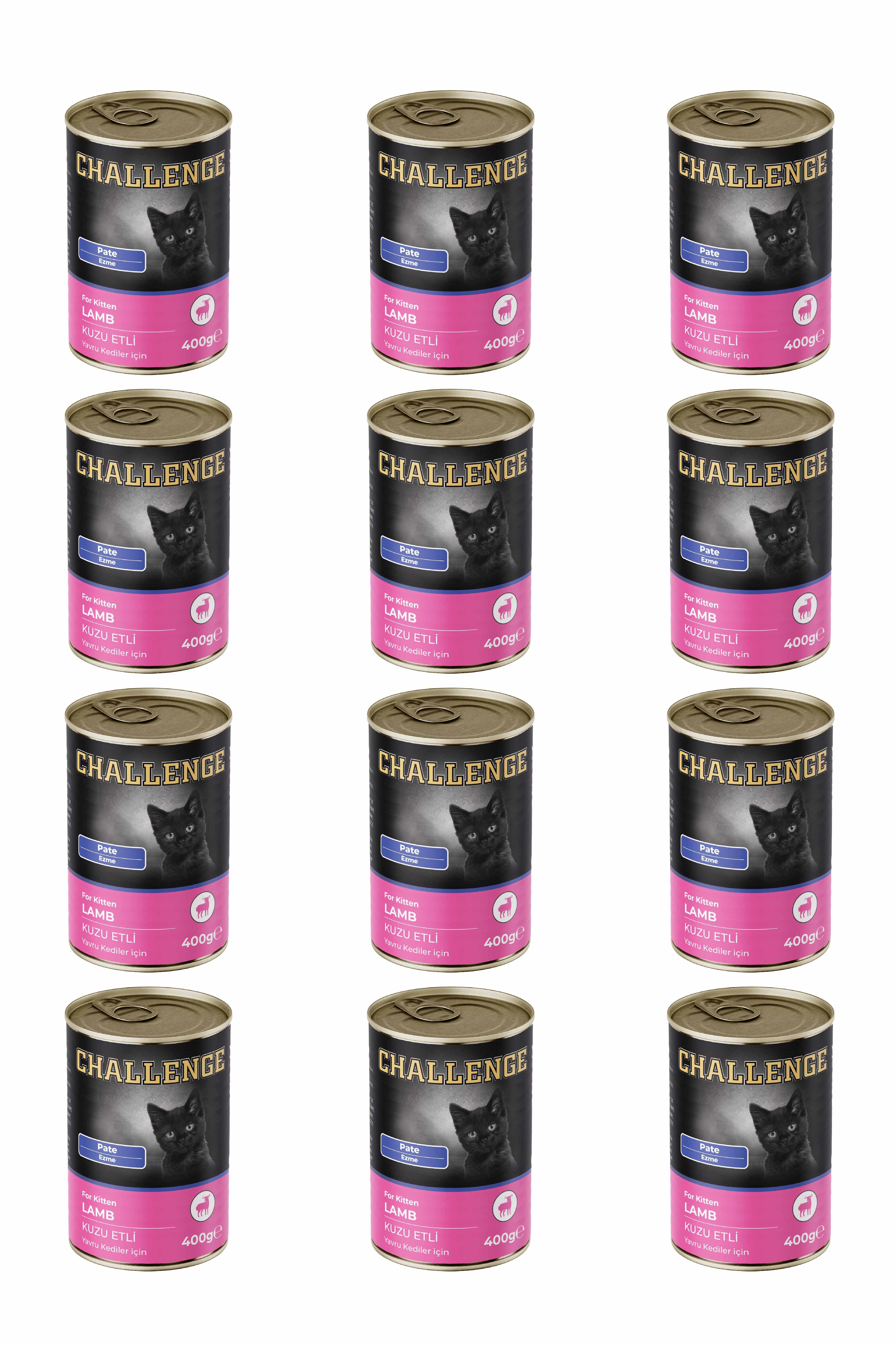 Challenge Pate Kuzu Etli Yavru Kedi Konservesi 400 grX12Adet