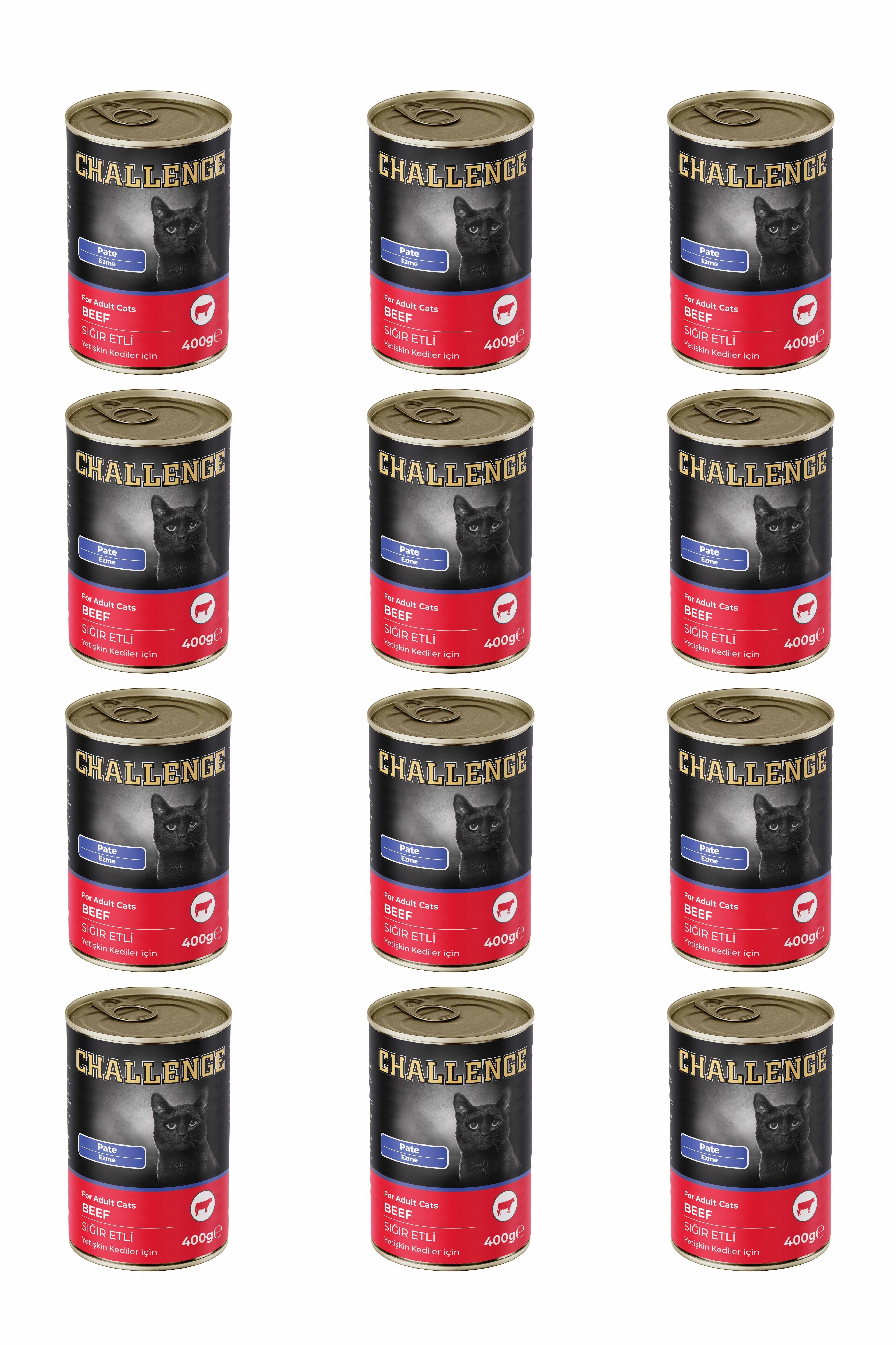 Challenge Pate Sığır Etli Yetişkin Kedi Konservesi 400 grX12Adet