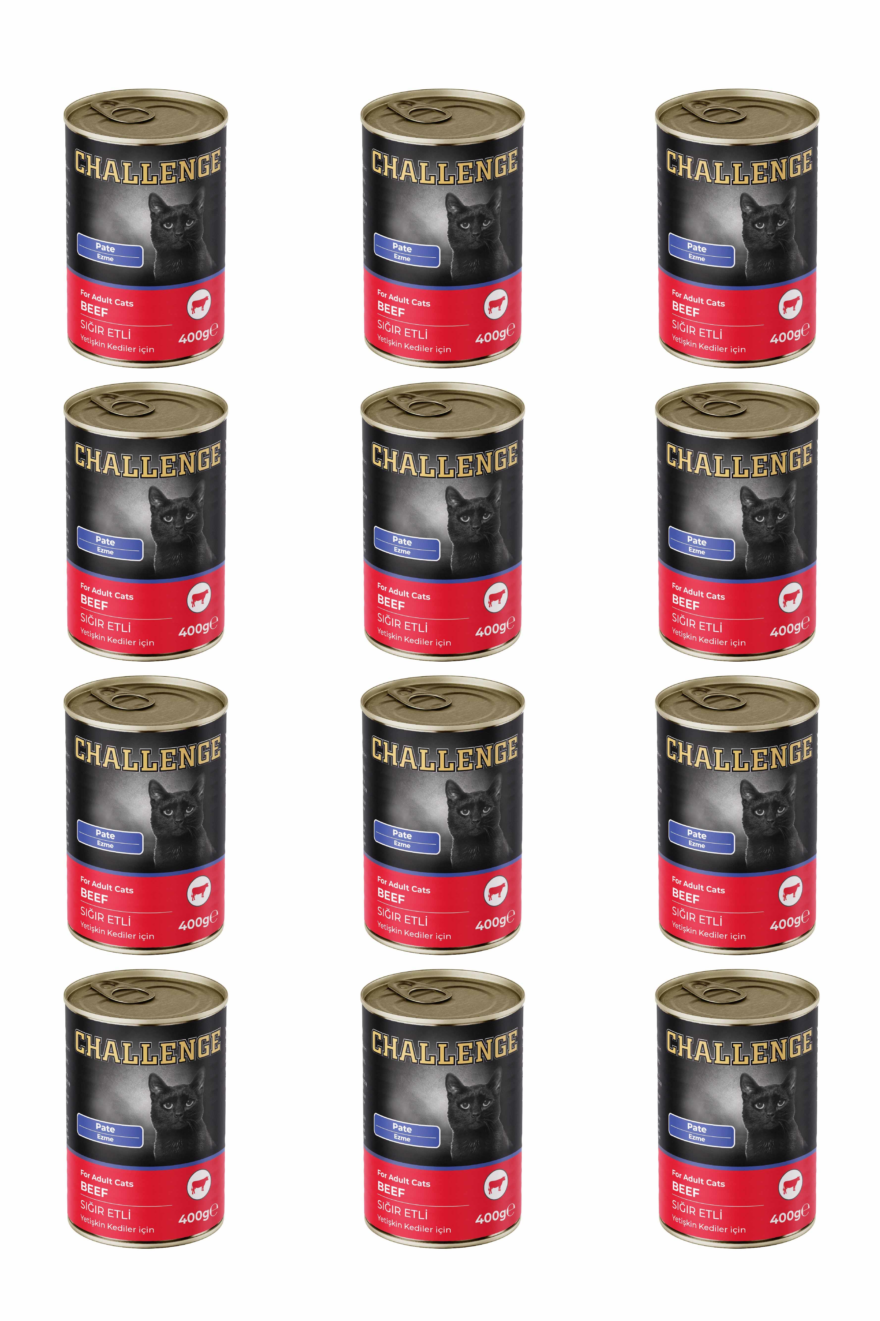 Challenge Pate Sığır Etli Yetişkin Kedi Konservesi 400 grX12Adet