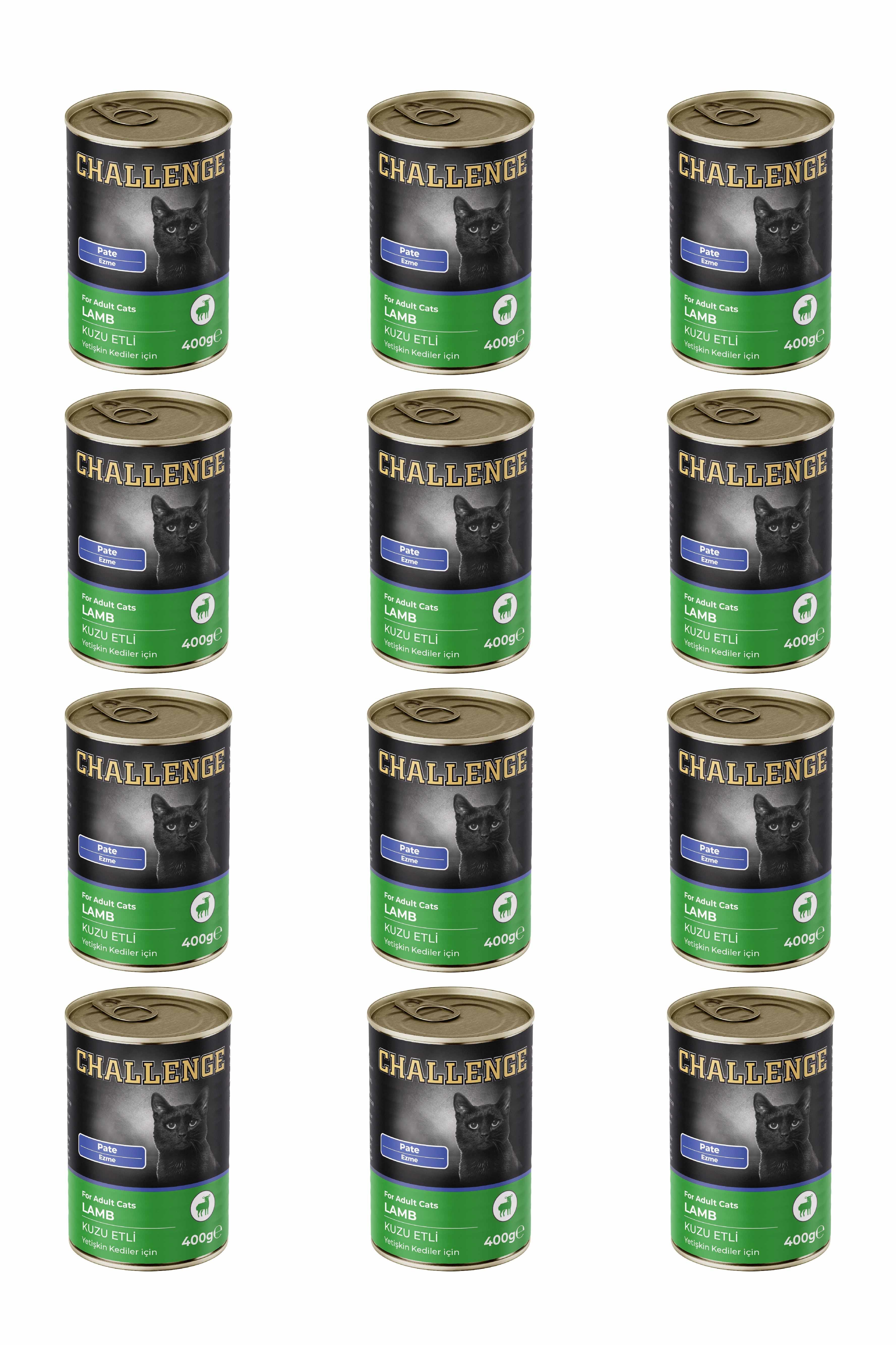 Challenge Pate Kuzu Etli Yetişkin Kedi Konservesi 400 grX12Adet