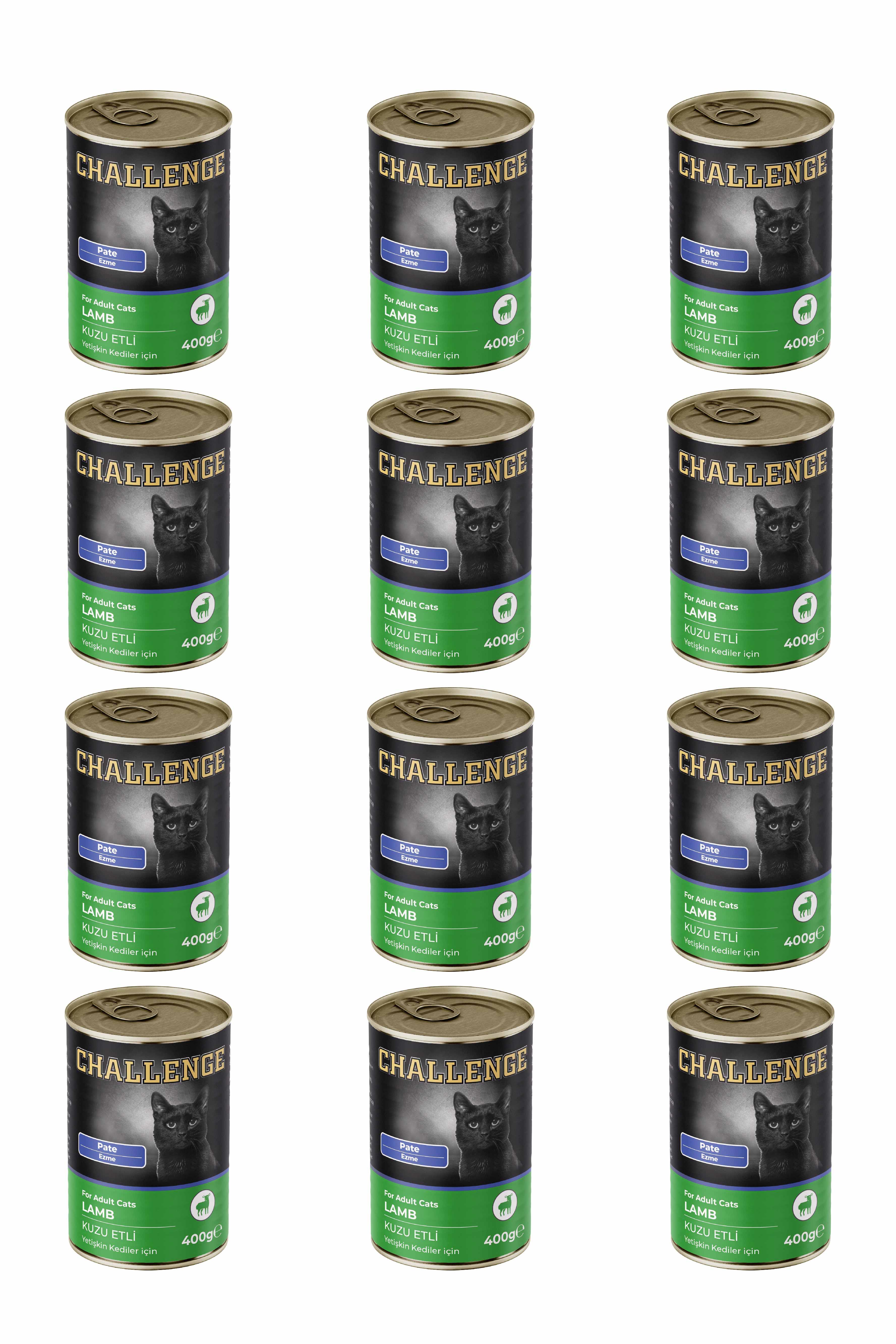 Challenge Pate Kuzu Etli Yetişkin Kedi Konservesi 400 grX12Adet