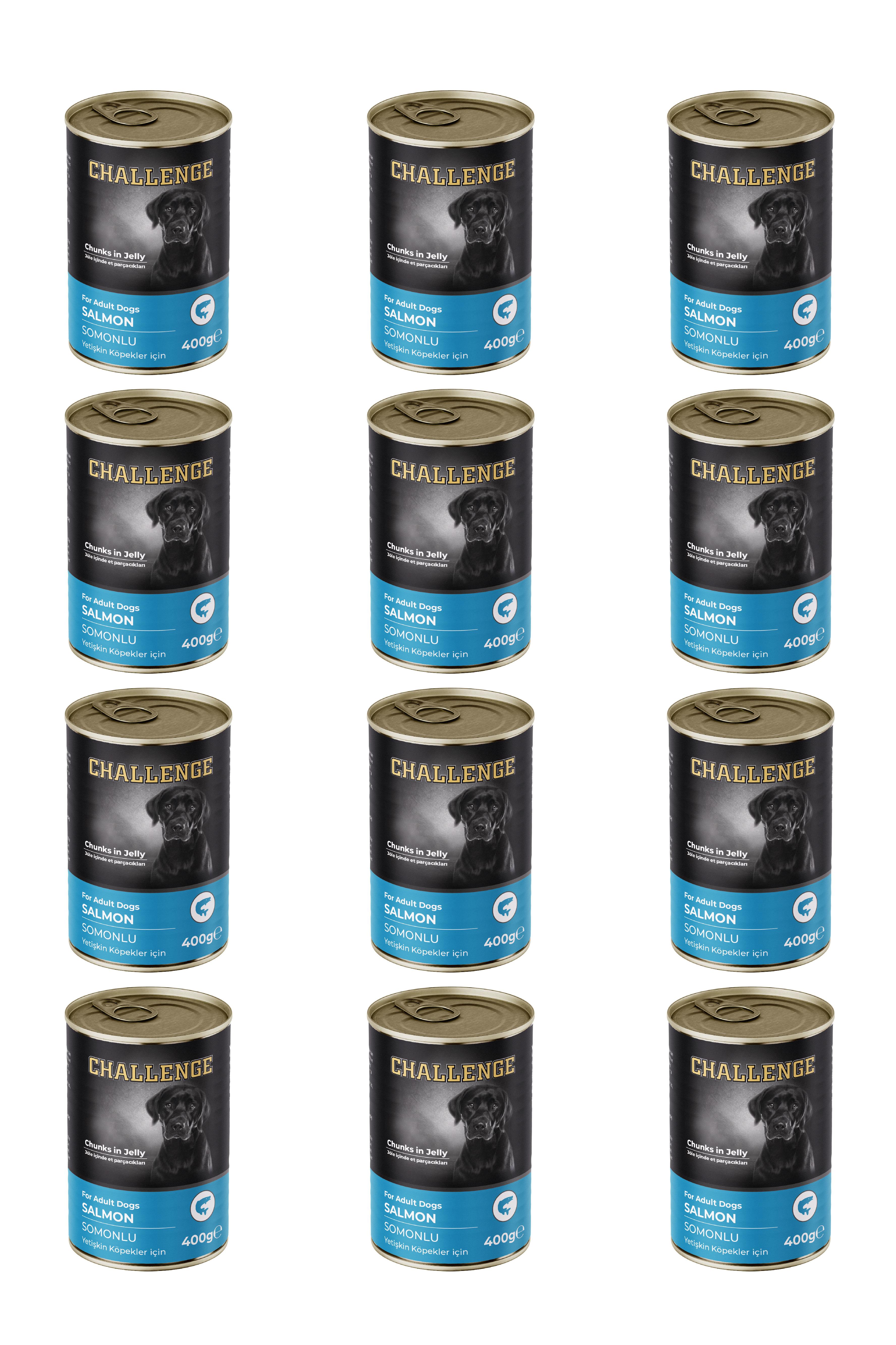 Challenge Somonlu Yetişkin Köpek Konservesi 400 gr X 12Adet