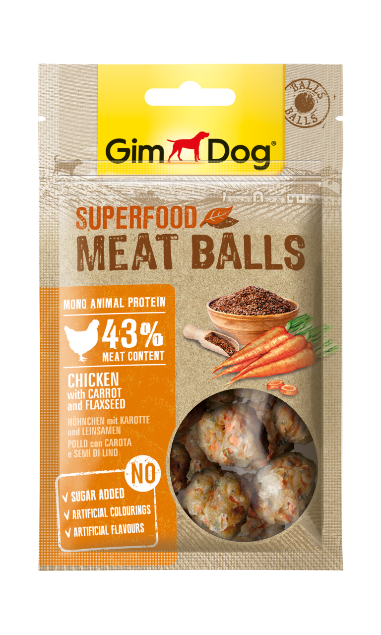 GimDog MeatBalls Havuçlu ve Keten Tohumlu Tavuk 70 Gr