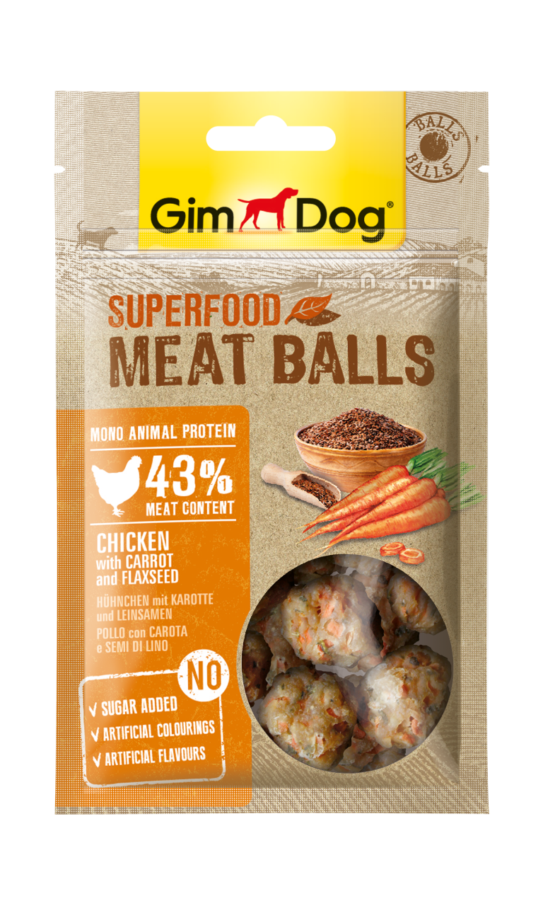 GimDog MeatBalls Havuçlu ve Keten Tohumlu Tavuk 70 Gr