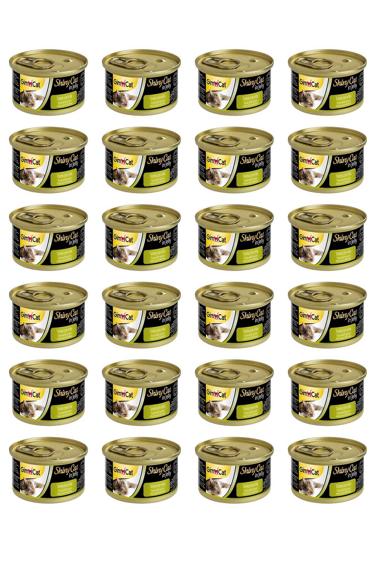Gimcat Shinycat Tuna Balıklı Kedi Otlu Konserve Kedi Maması 70 gr x 24 Adet