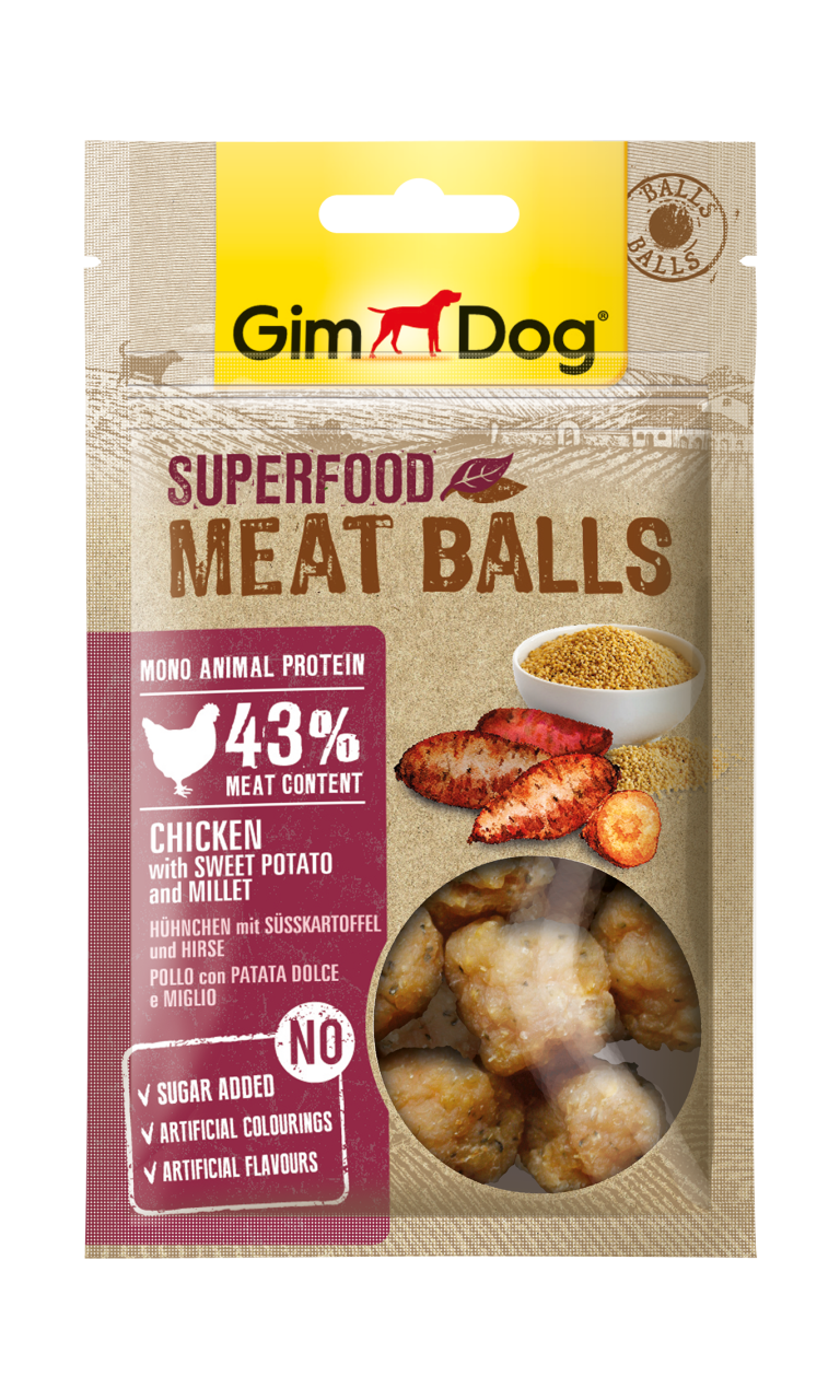 GimDog MeatBalls Tatlı Patatesli ve Darılı Tavuk 70 Gr