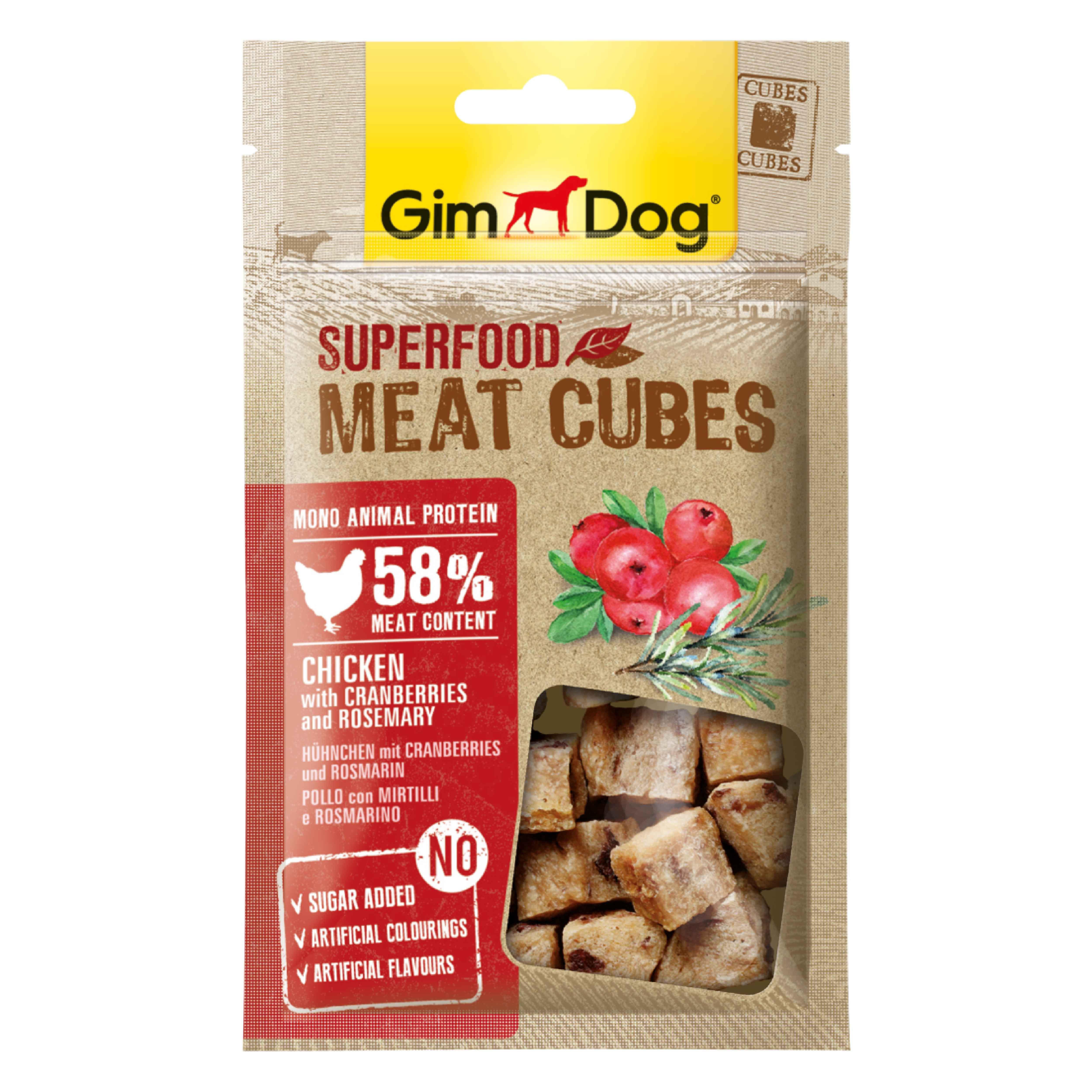 GimDog MeatCubes Kızılcıklı ve Biberiyeli Tavuk 40 Gr