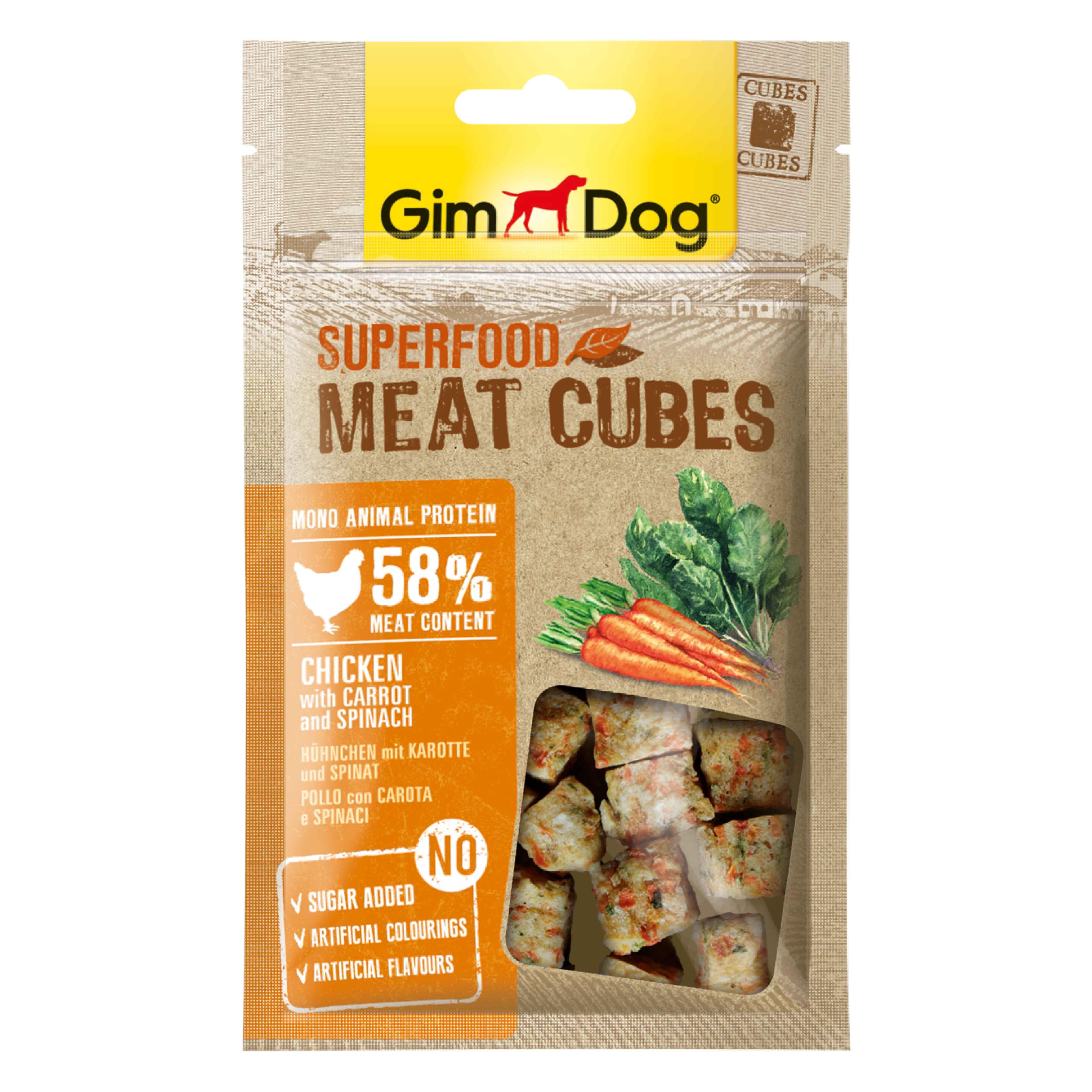 GimDog MeatCubes Havuçlu ve Ispanaklı Tavuk 40 Gr