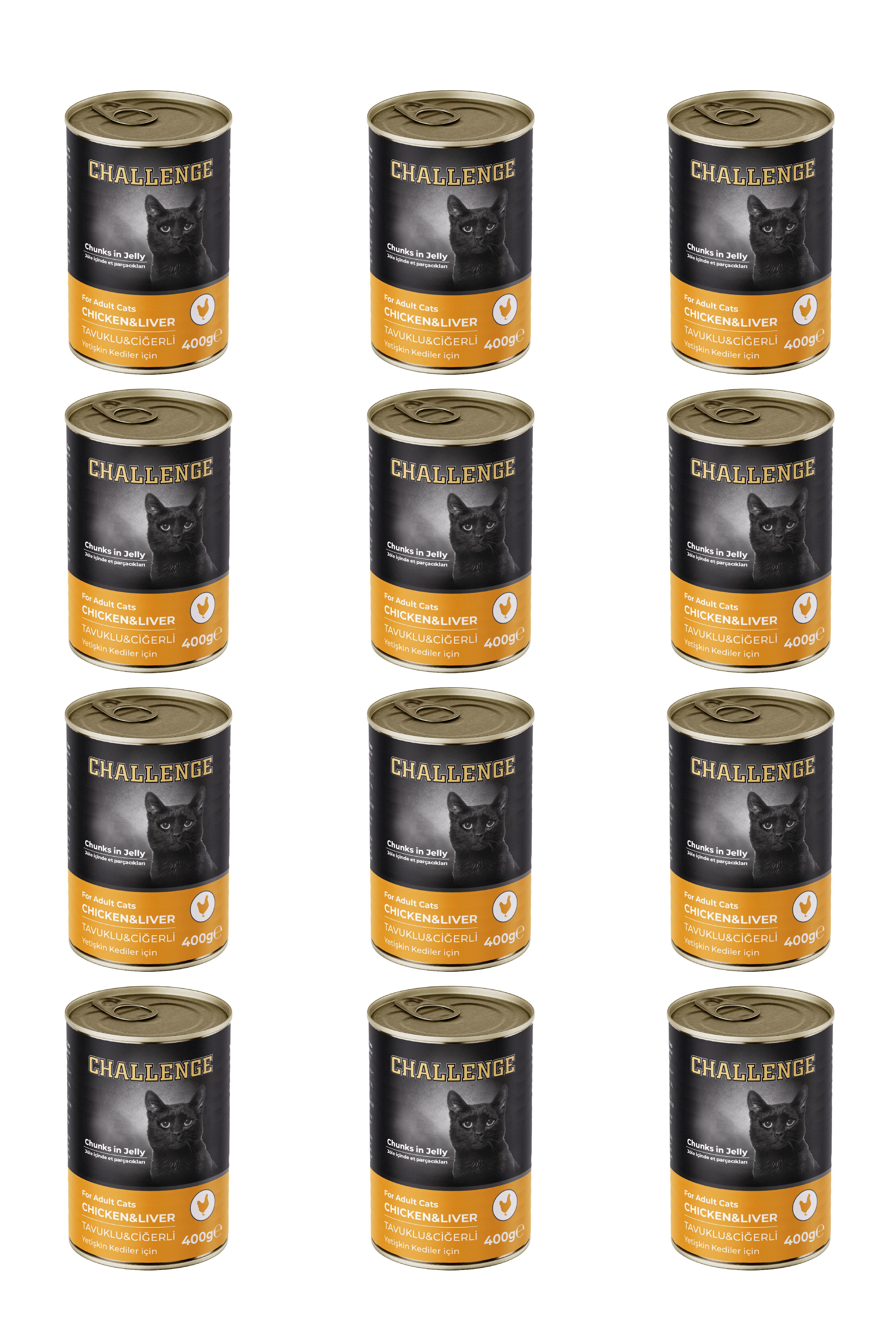 Challenge Tavuklu Ciğerli Yetişkin Kedi Konservesi 400 grX12Adet
