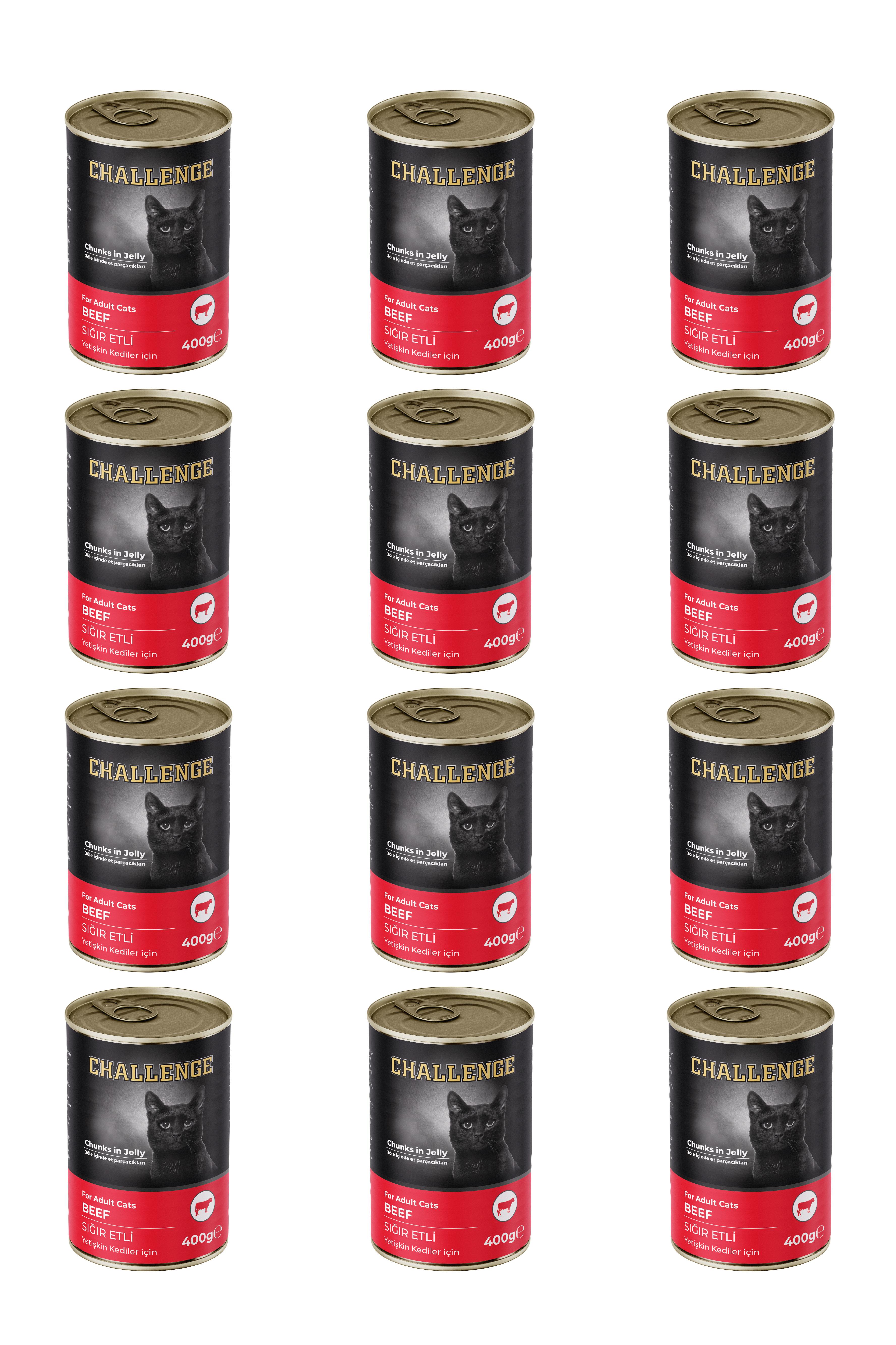 Challenge Sığır Etli Yetişkin Kedi Konservesi 400 grX12Adet