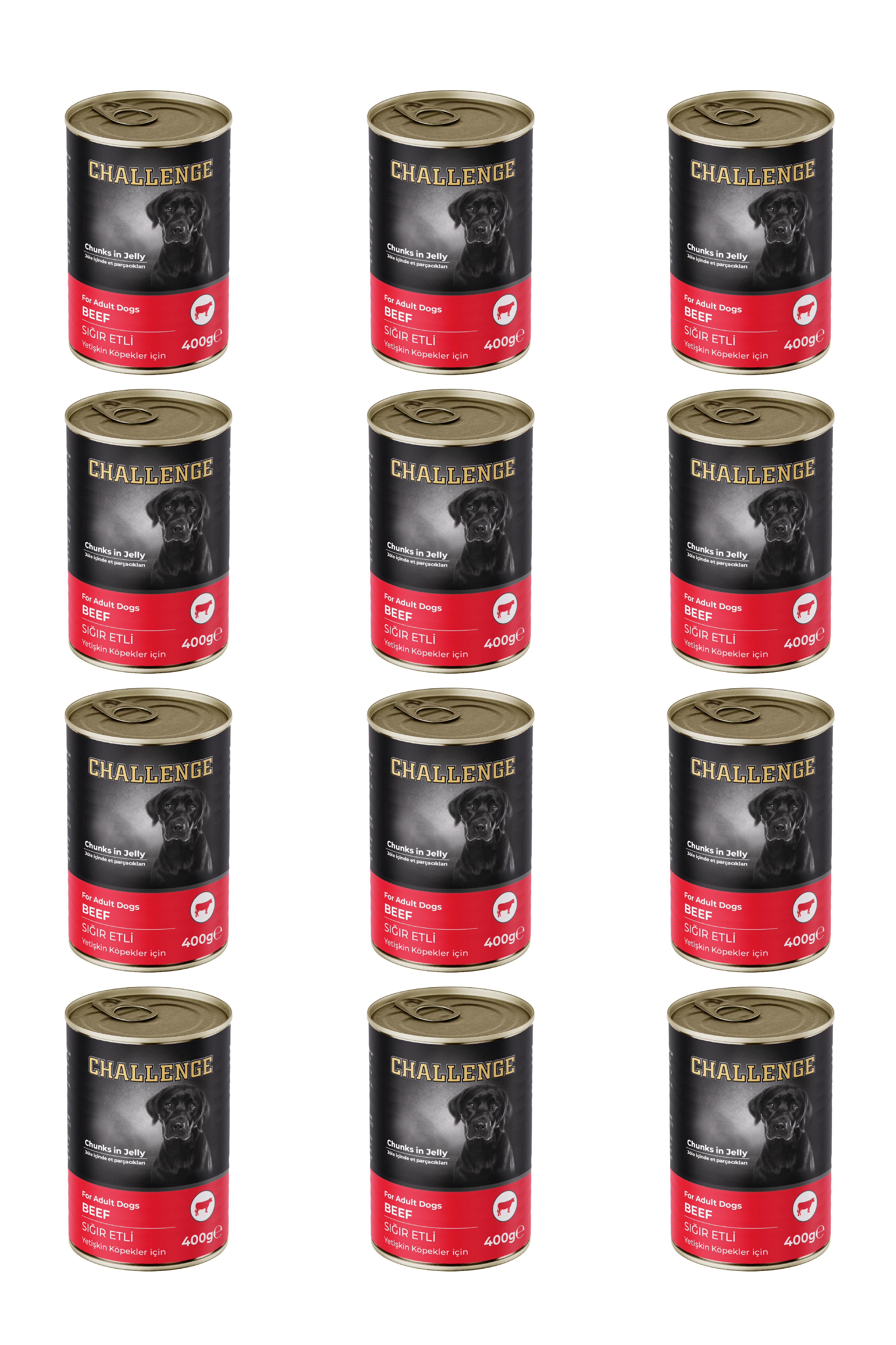 Challenge Sığır Etli Yetişkin Köpek Konservesi 400 grX12Adet