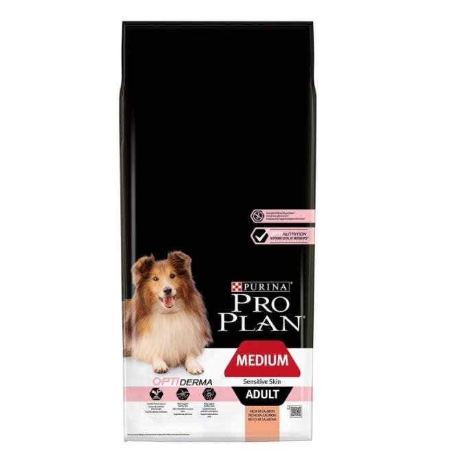 Pro Plan Opti Derma Adult Sensitive Somonlu Orta Irk Yetişkin Köpek Maması 14 Kg