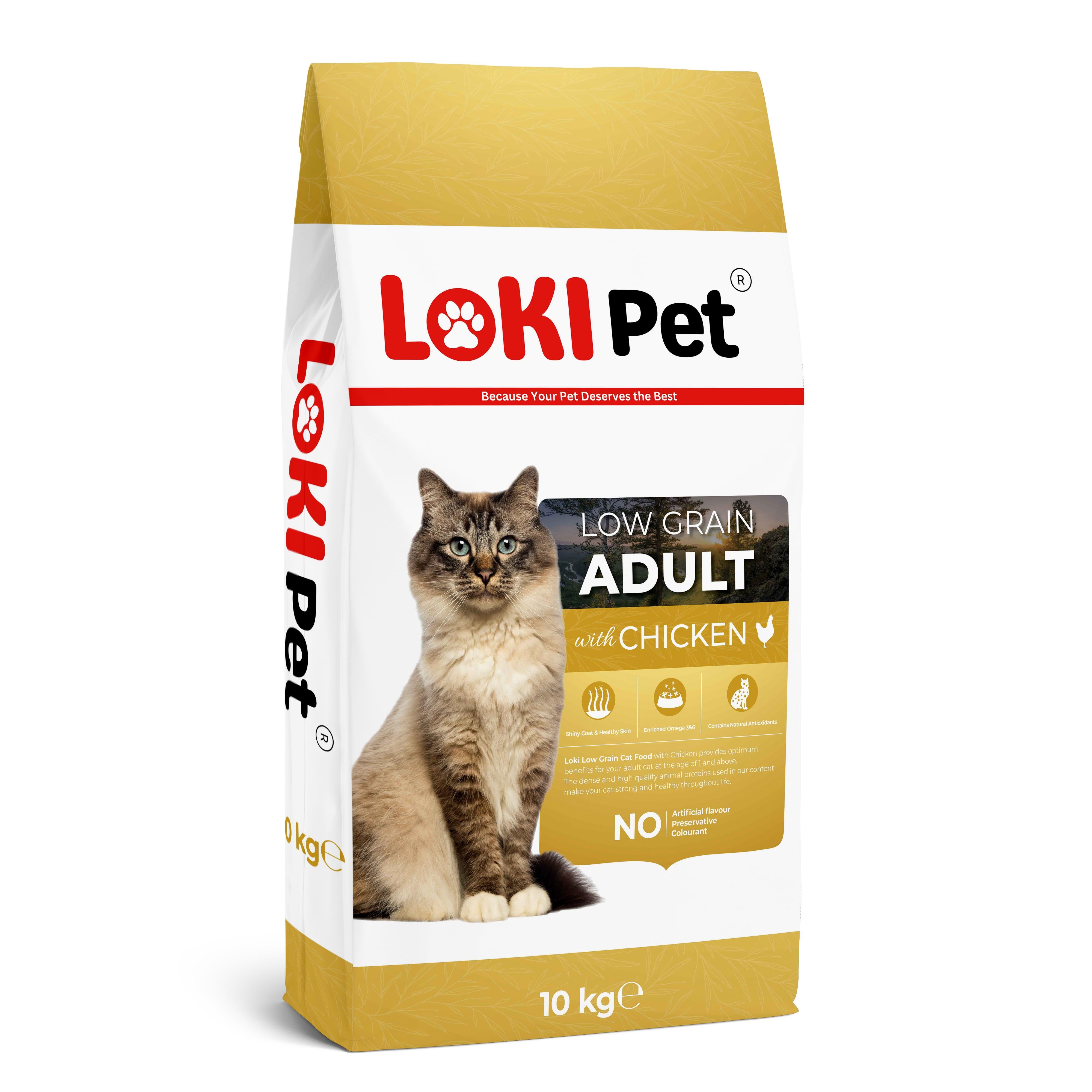 Loki Pet Düşük Tahıllı Tavuklu Yetişkin Kedi Maması 10 kg 