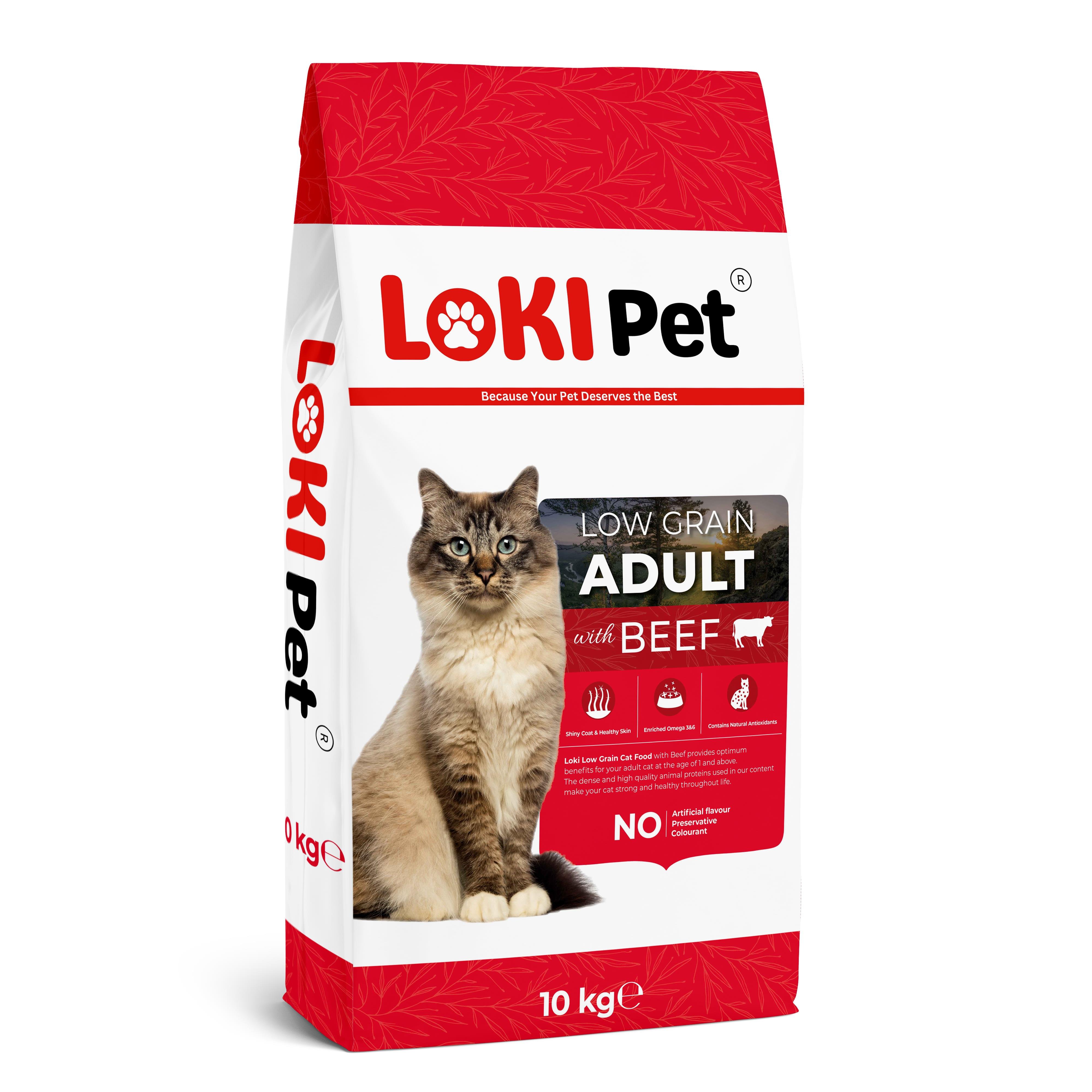 Loki Pet Düşük Tahıllı Sığır Etli Yetişkin Kedi Maması 10 kg