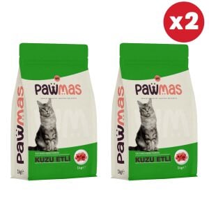 Pawmas Kuzu Etli Yetişkin Kedi Maması 1 Kg x 2 Adet