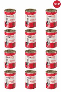 Pawmas Sığır Etli  Pawmas Yetişkin Kedi Konservesi 400 gr x 12 Adet
