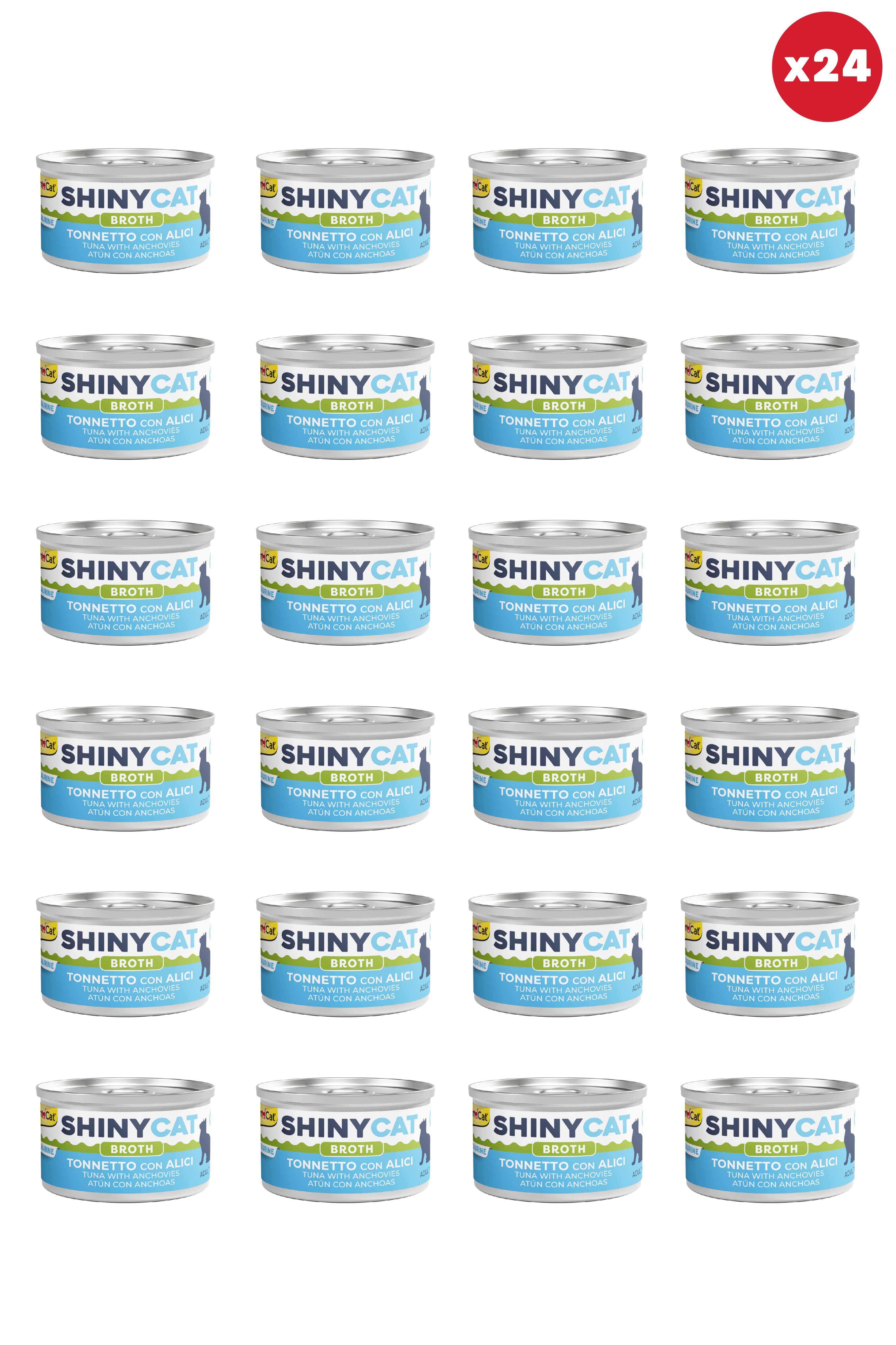 Gimcat Shinycat Broth (Sos içinde) Ançüezli Ton Balıklı Kedi Konservesi 70gr x 24 Adet