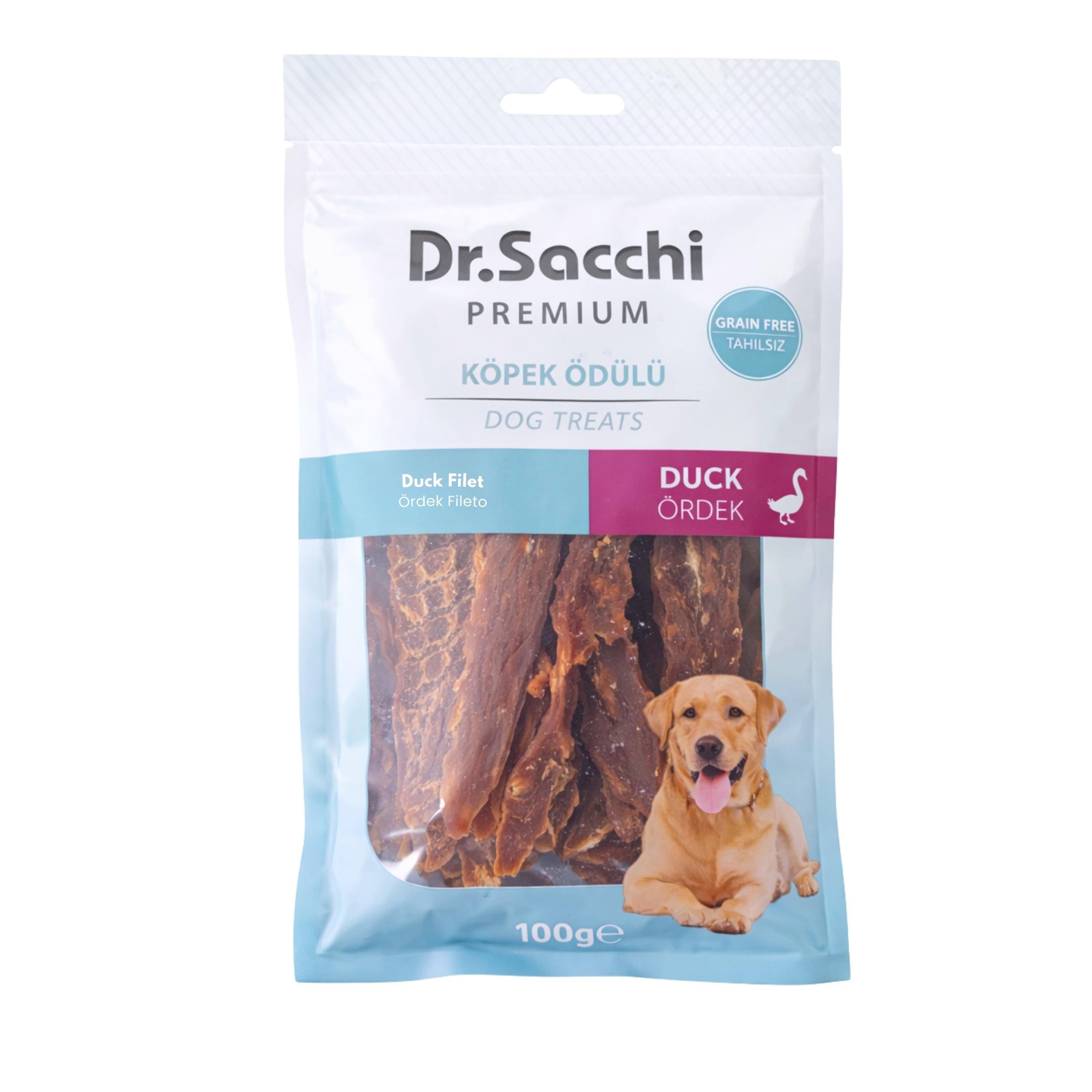 Dr.Sacchi Premium Ördekli Fileto Tahılsız Köpek Ödülü 100 Gr