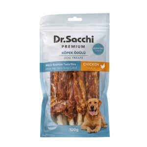 Dr.Sacchi Premium Tavuklu Beyaz Sığır Derisi Burgu Çubuk Tahılsız Köpek Ödülü 5'' 20 Gr 5'li