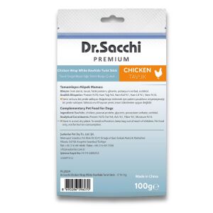 Dr.Sacchi Premium Tavuk Sargılı Beyaz Sığır Derisi Burgu Çubuk Tahılsız Köpek Ödülü 5'' 9-11 Gr 10'lu