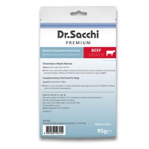 Dr.Sacchi Premium Sığır Etli Sığır Derisi Genişletilmiş Düğüm Kemik Tahılsız Köpek Ödülü 2-4'' 30-35 Gr 3'lü