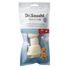 Dr.Sacchi Premium Sığır Etli Sığır Derisi Genişletilmiş Düğüm Kemik Tahılsız Köpek Ödülü 5-6'' 70-80 Gr 1'li