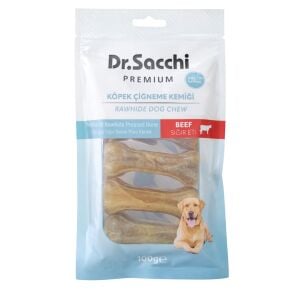 Dr.Sacchi Premium Sığır Etli Doğal Sığır Derisi Press Kemik Tahılsız Köpek Ödülü 3'' 20-25 Gr 5'li