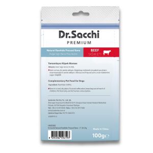 Dr.Sacchi Premium Sığır Etli Doğal Sığır Derisi Press Kemik Tahılsız Köpek Ödülü 3'' 20-25 Gr 5'li