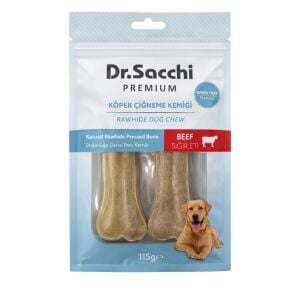 Dr.Sacchi Premium Sığır Etli Doğal Sığır Derisi Press Kemik Tahılsız Köpek Ödülü 5” 55-60 Gr 2'li