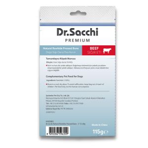 Dr.Sacchi Premium Sığır Etli Doğal Sığır Derisi Press Kemik Tahılsız Köpek Ödülü 5” 55-60 Gr 2'li