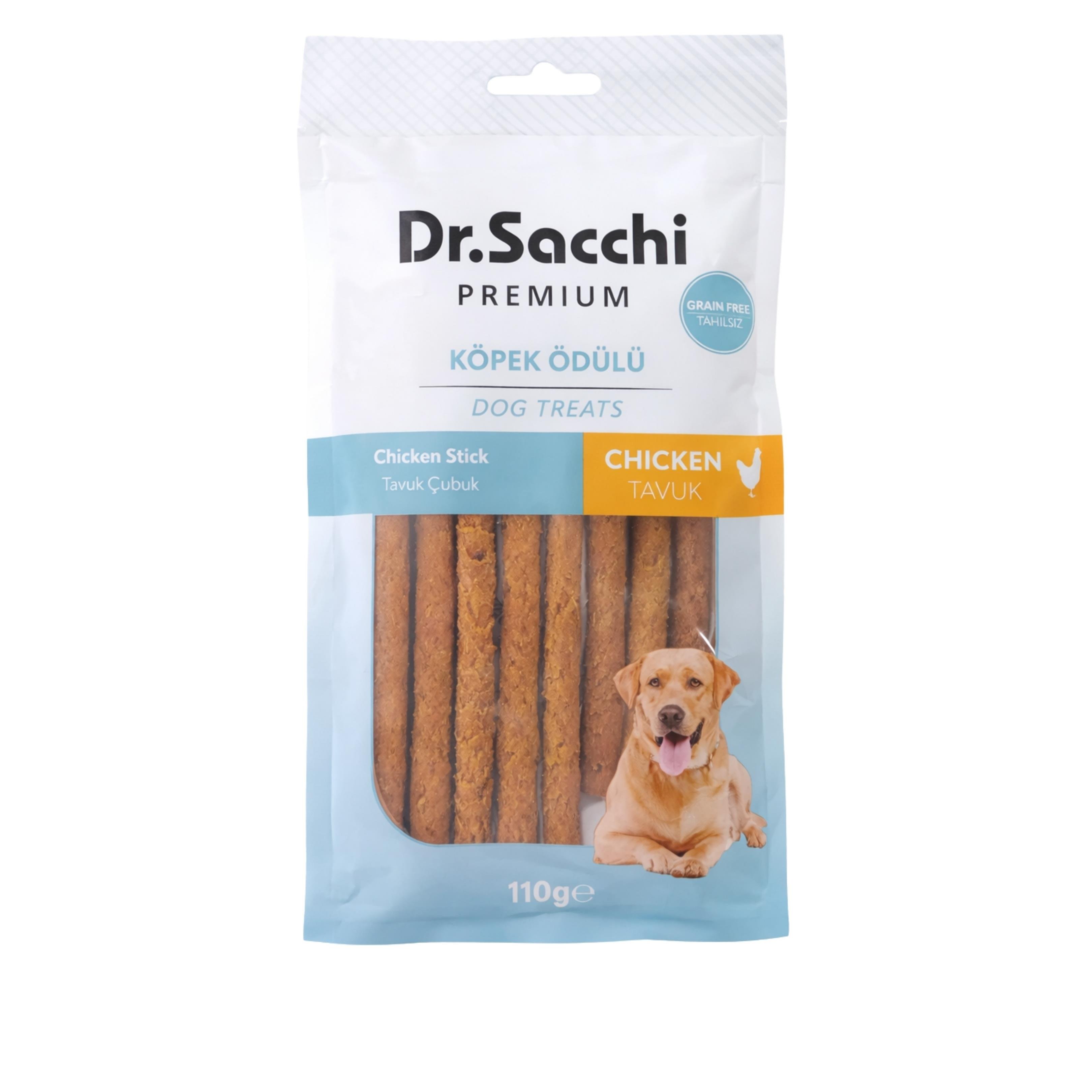 Dr.Sacchi Premium Tavuklu Çubuk Tahılsız Köpek Ödülü 5'' 11-13 Gr 10'lu