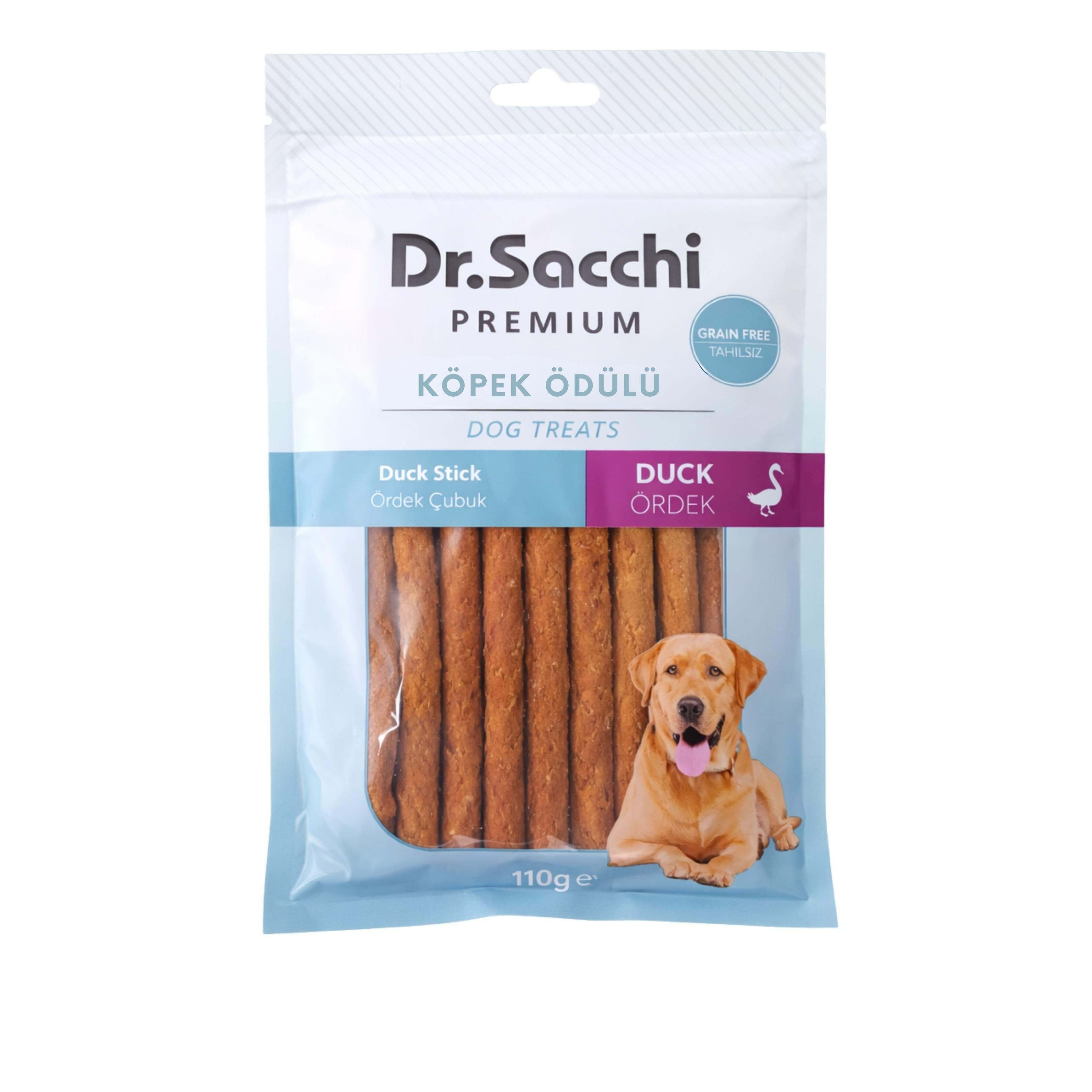 Dr.Sacchi Premium Ördekli Çubuk Tahılsız Köpek Ödülü 5'' 11-13 Gr 10'lu
