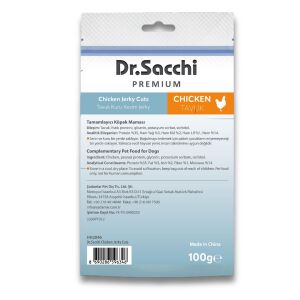 Dr.Sacchi Premium Tavuk Kuru Kesim Jerky Tahılsız Köpek Ödülü 100 Gr