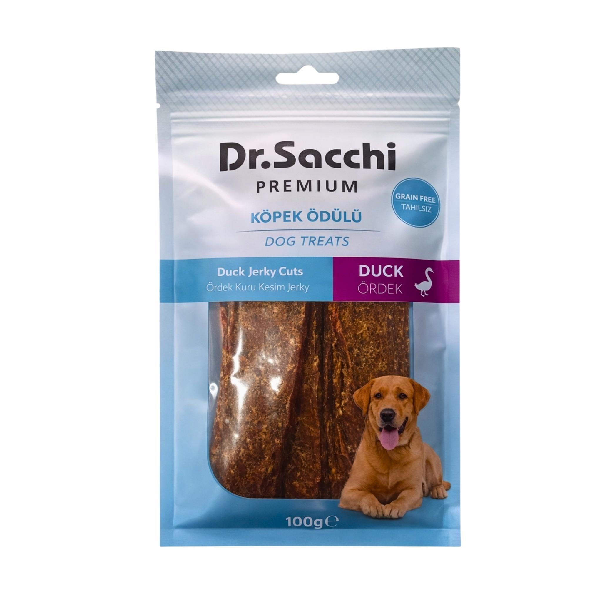 Dr.Sacchi Premium Ördek Kuru Kesim Jerky Tahılsız Köpek Ödülü 100 Gr