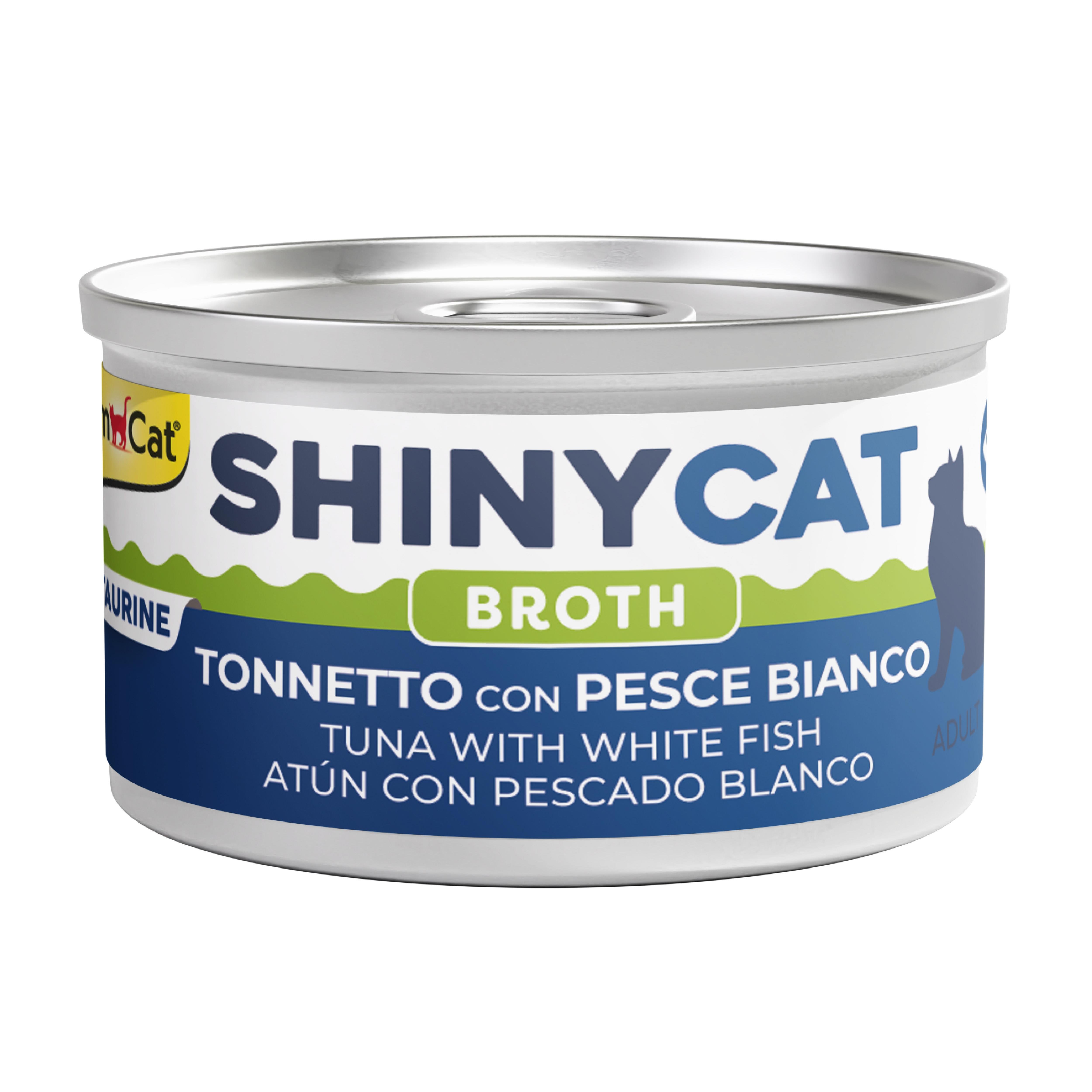 Gimcat Shinycat Broth (Sos içinde) Beyaz Balıklı Ton Balıklı Kedi Konservesi 70gr