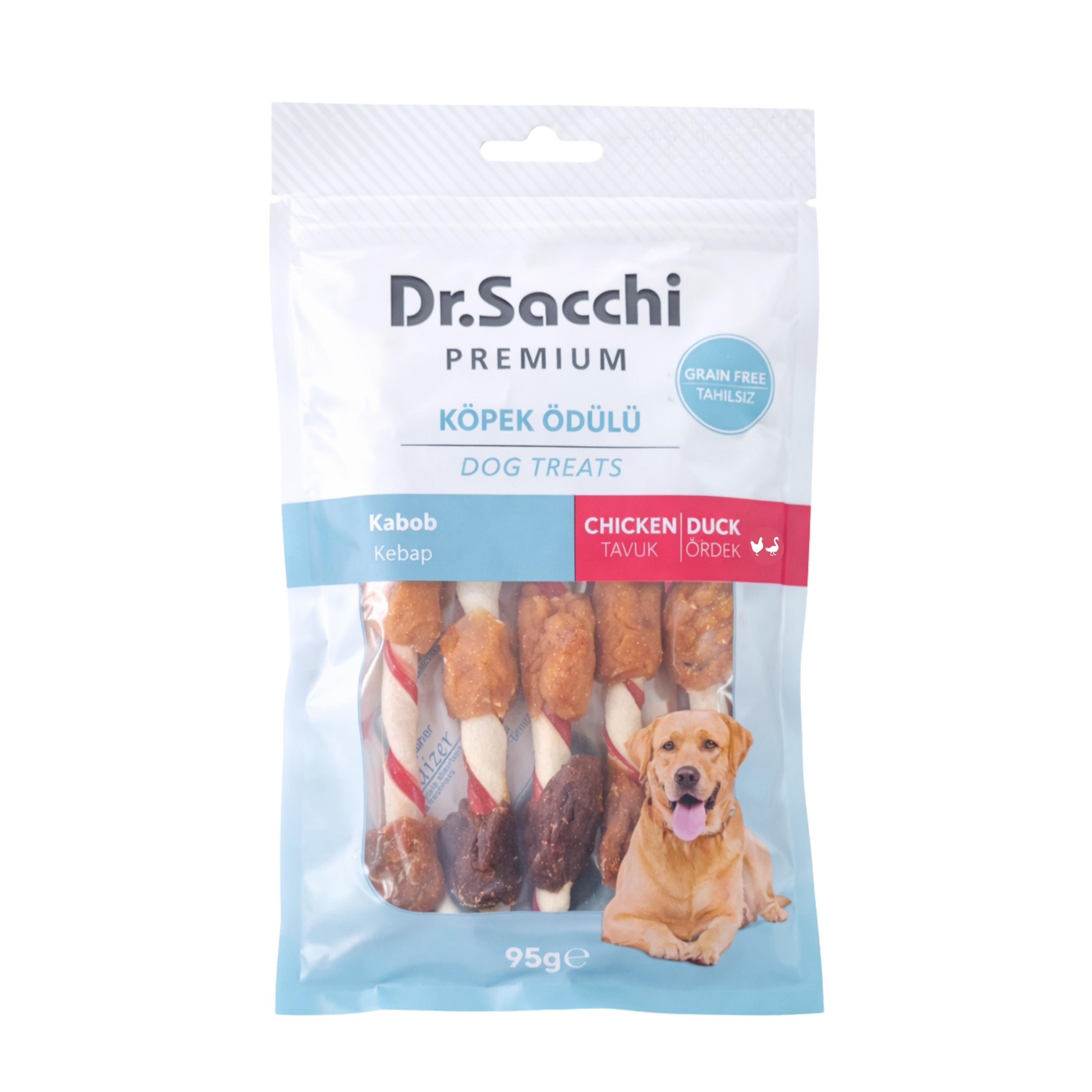 Dr.Sacchi Premium Tavuklu ve Ördekli Kebap Tahılsız Köpek Ödülü 5''19-20 Gr 5'li