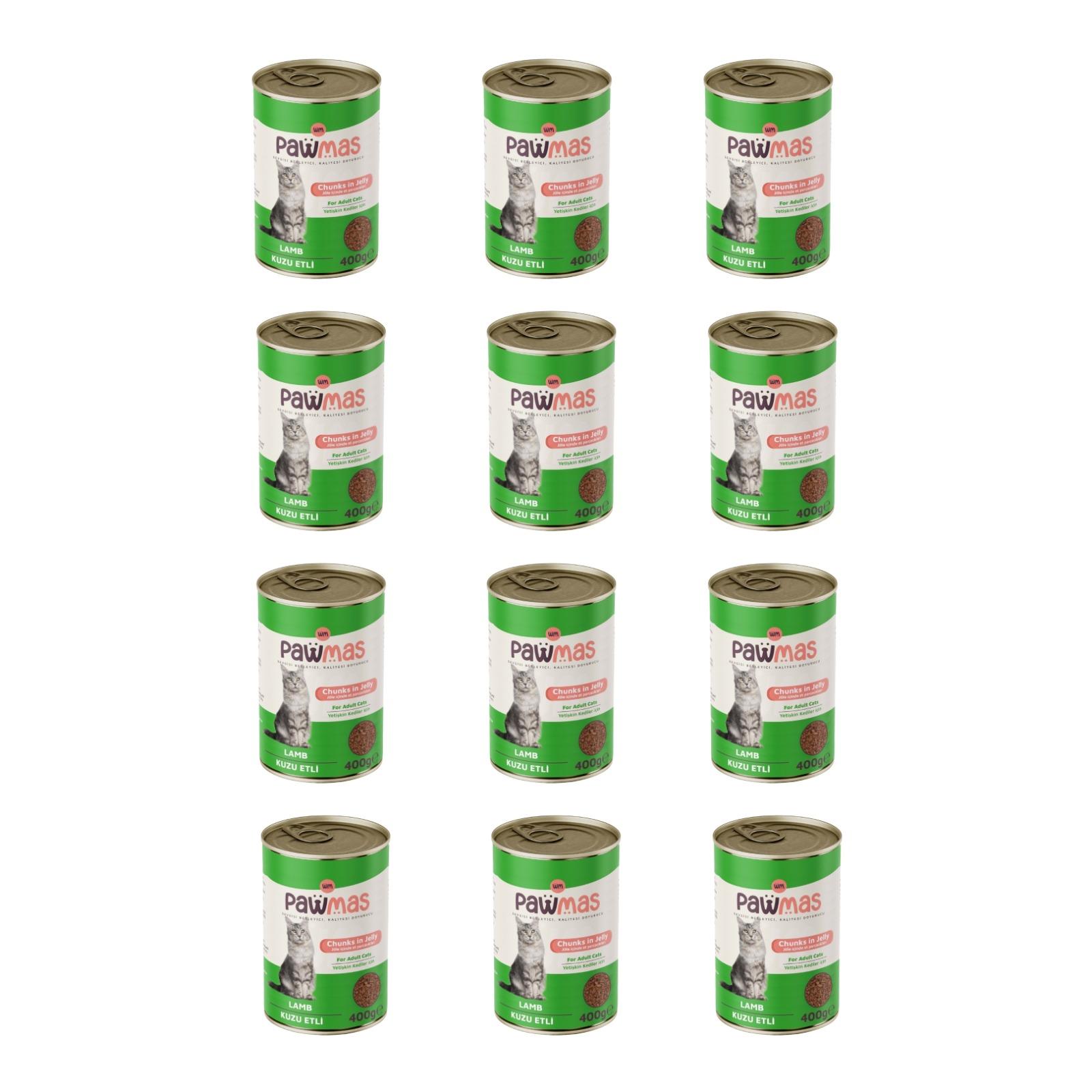 Pawmas kuzu etli yetişkin kedi konservesi 400 gr x 12adet
