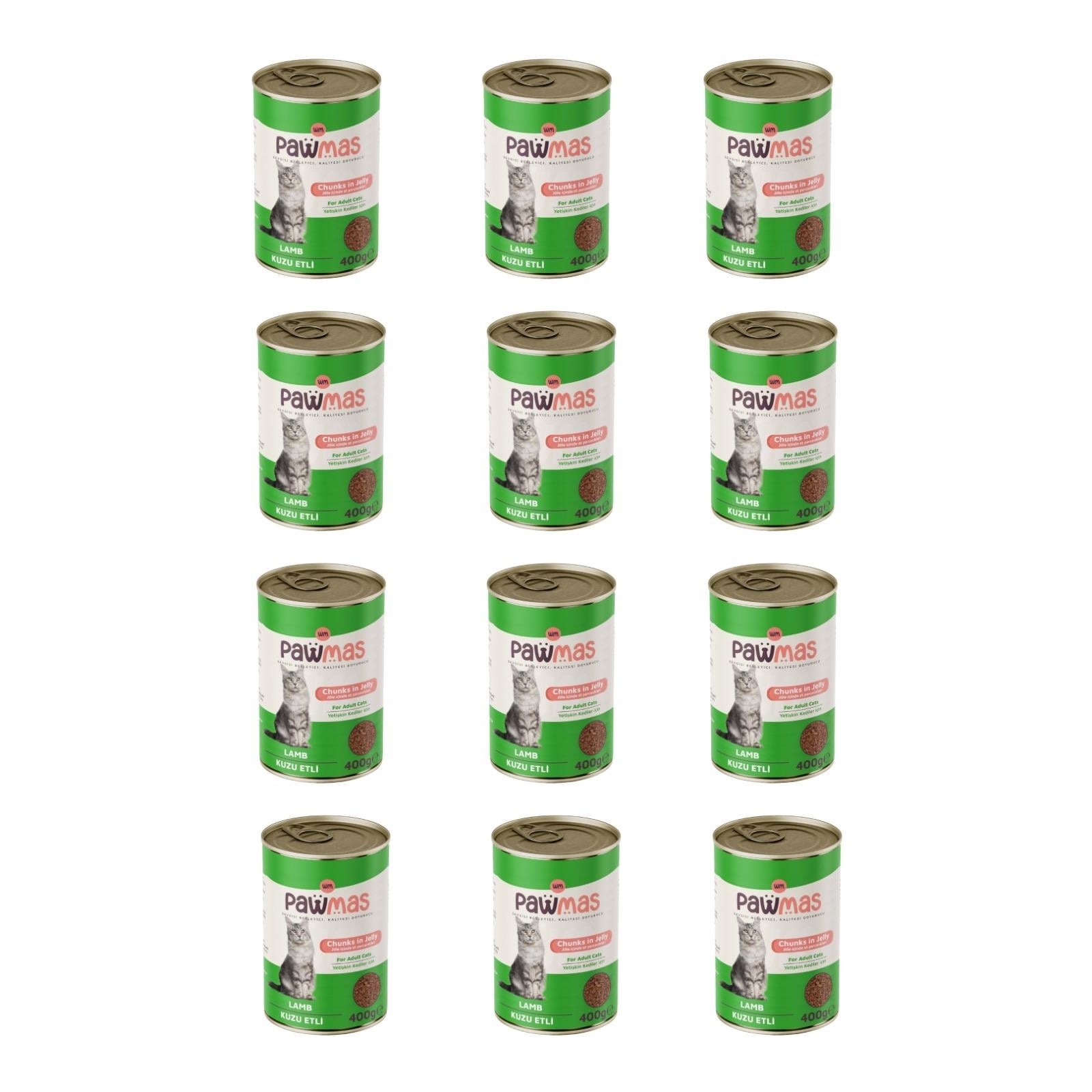 Pawmas kuzu etli yetişkin kedi konservesi 400 gr x 12adet