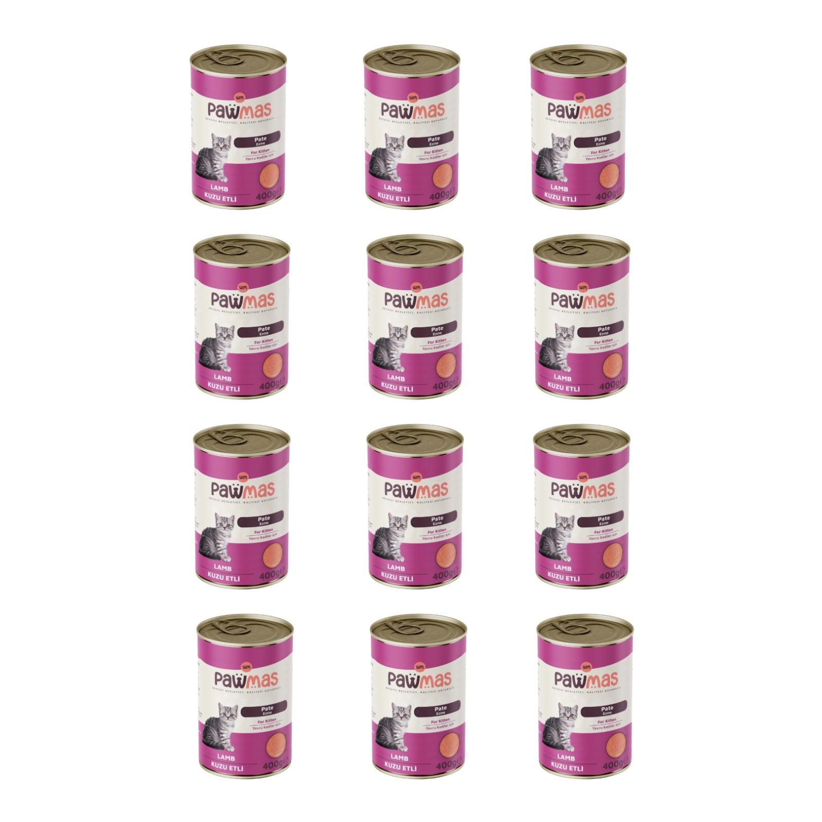 Pawmas pate kuzu etli yavru kedi konservesi 400 gr x 12adet