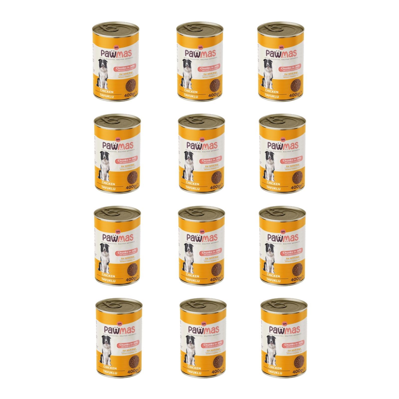 Pawmas tavuklu yetişkin köpek konservesi 400 gr x 12adet