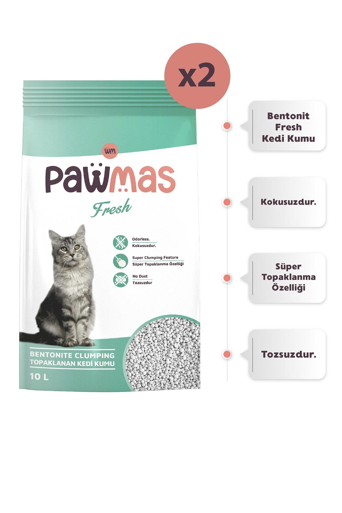 Pawmas Fresh Bentonit Kedi Kumu 10 Lt x 2 Adet