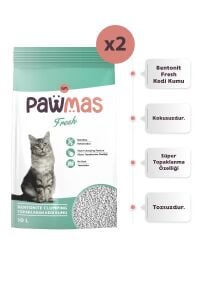 Pawmas Fresh Bentonit Kedi Kumu 10 Lt x 2 Adet