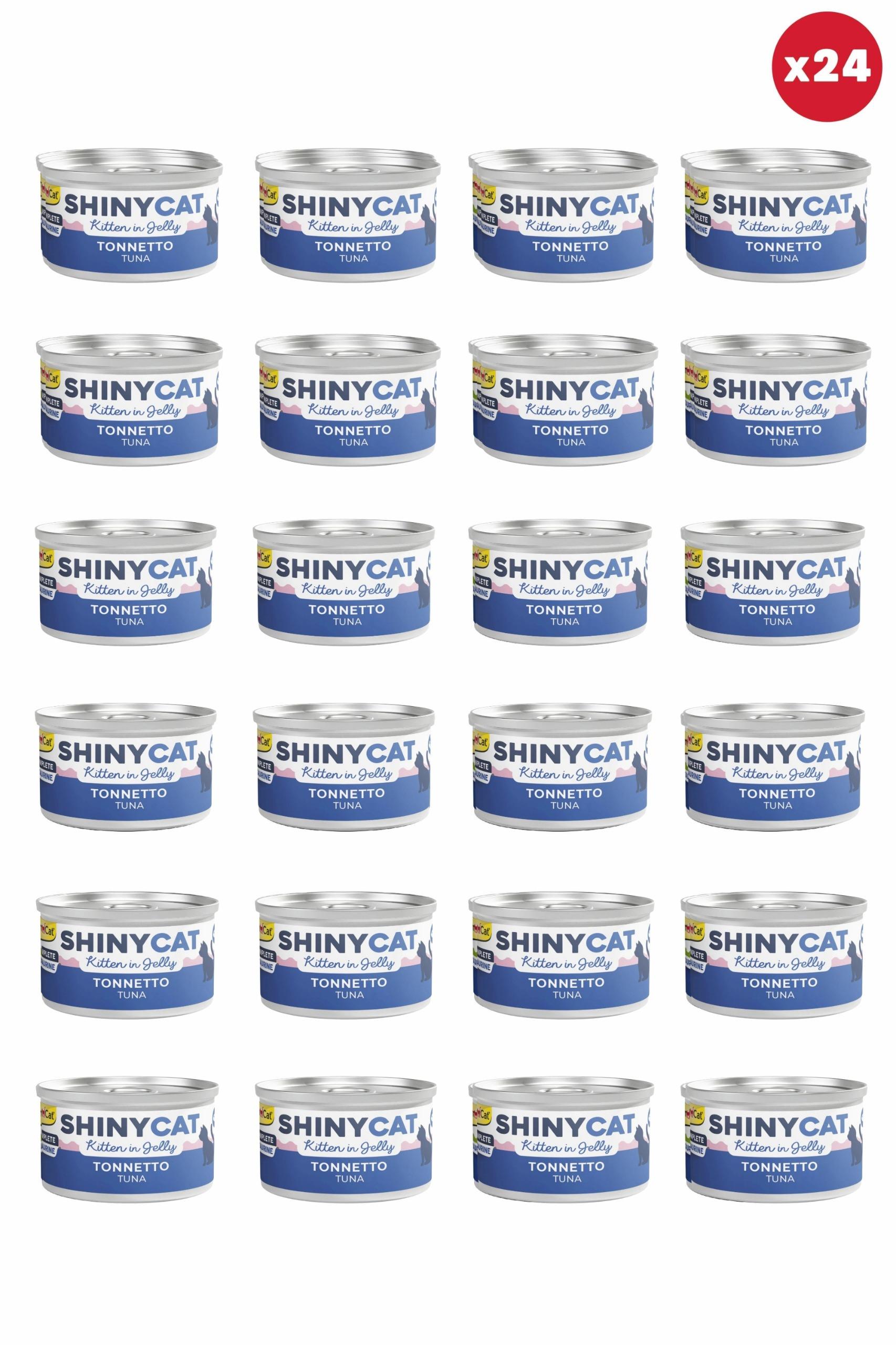 Shinycat Jelly (Jöle içinde) Kitten Tuna (Ton Balığı) Yavru kediler için Konserve Kedi Maması 70 grx24Adet