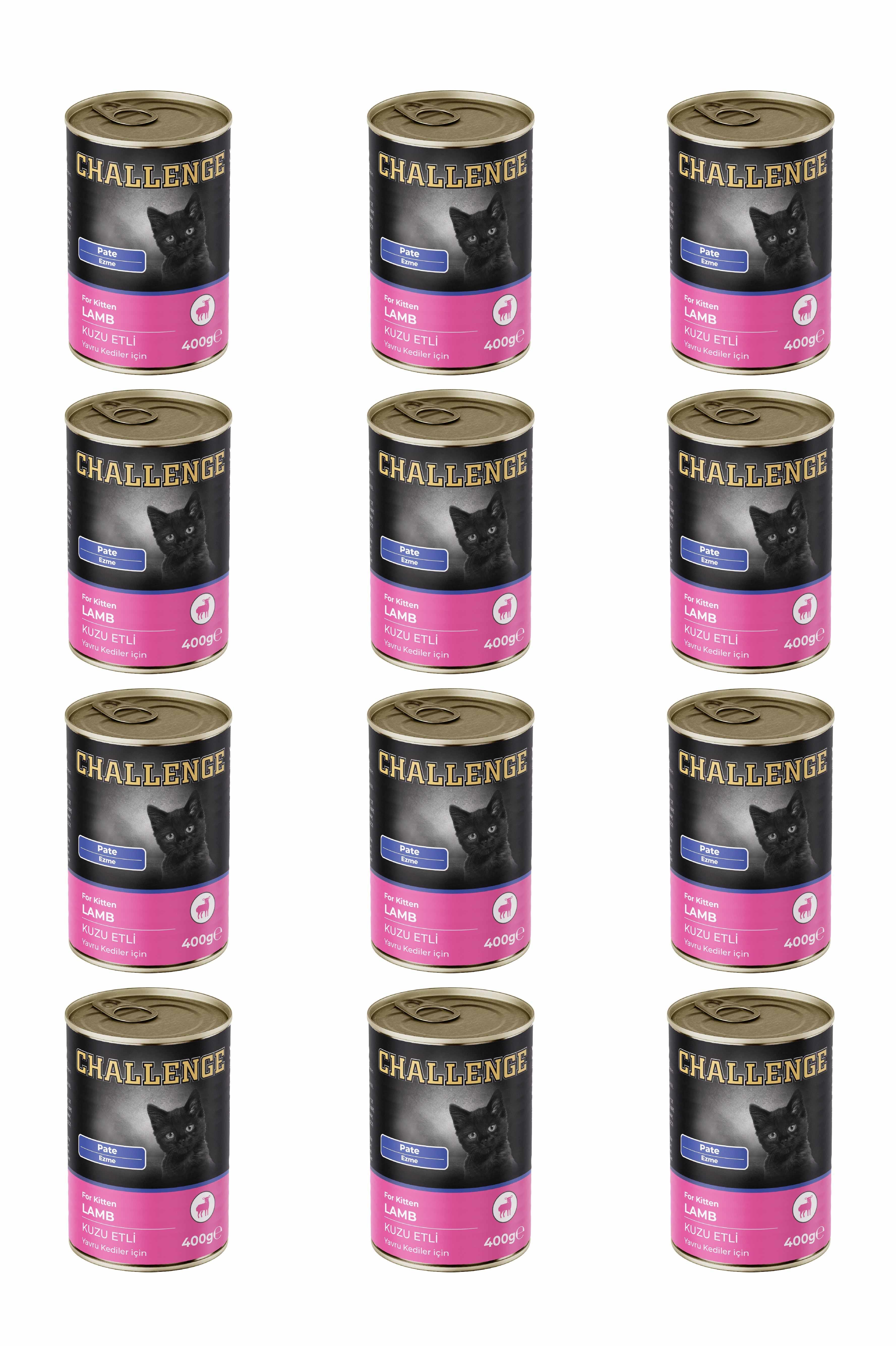 Challenge Pate Kuzu Etli Yavru Kedi Konservesi 400 gr x 12 Adet