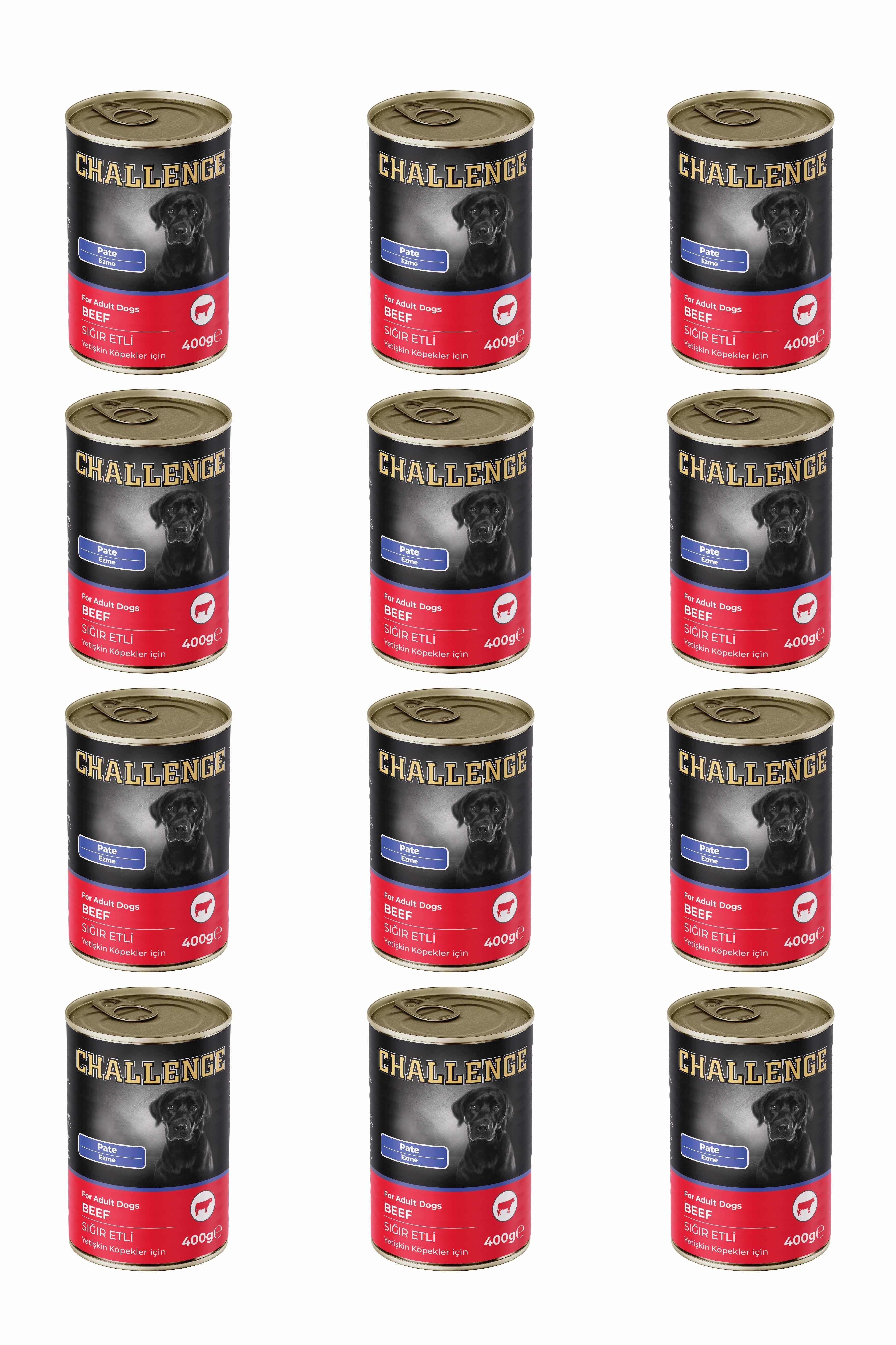 Challenge Pate Sığır Etli Yetişkin Köpek Konservesi 400 gr x 12 Adet
