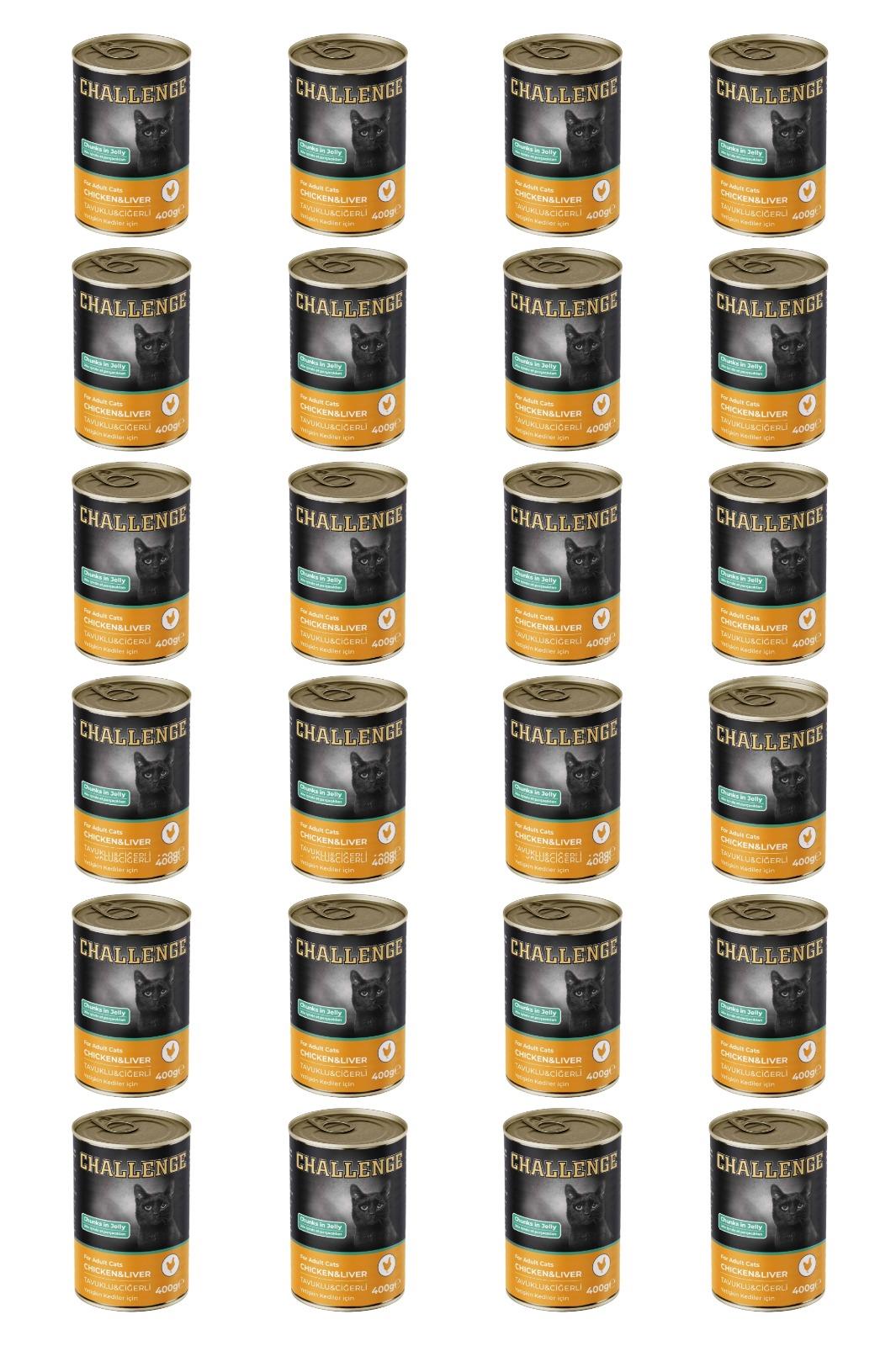 Challenge tavuklu ciğerli yetişkin kedi konservesi 400 gr x 24 adet