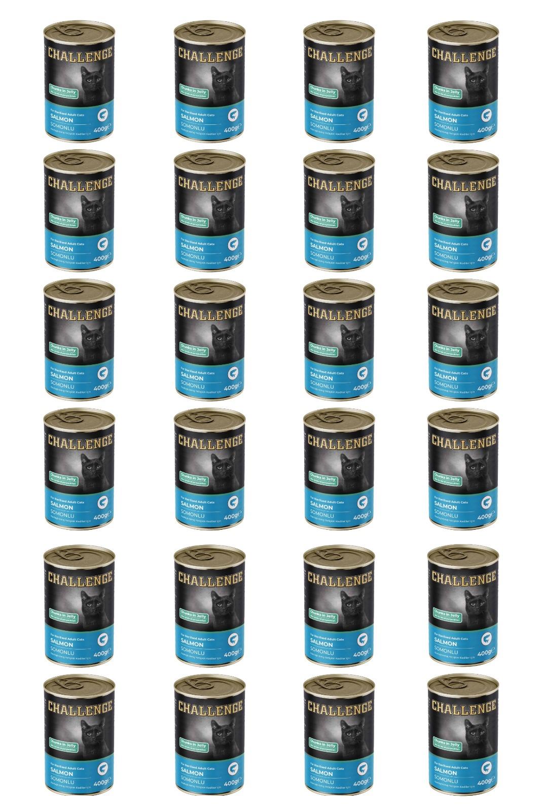 Challenge somonlu kısırlaştırılmış yetişkin kedi konservesi 400 gr x 24 adet