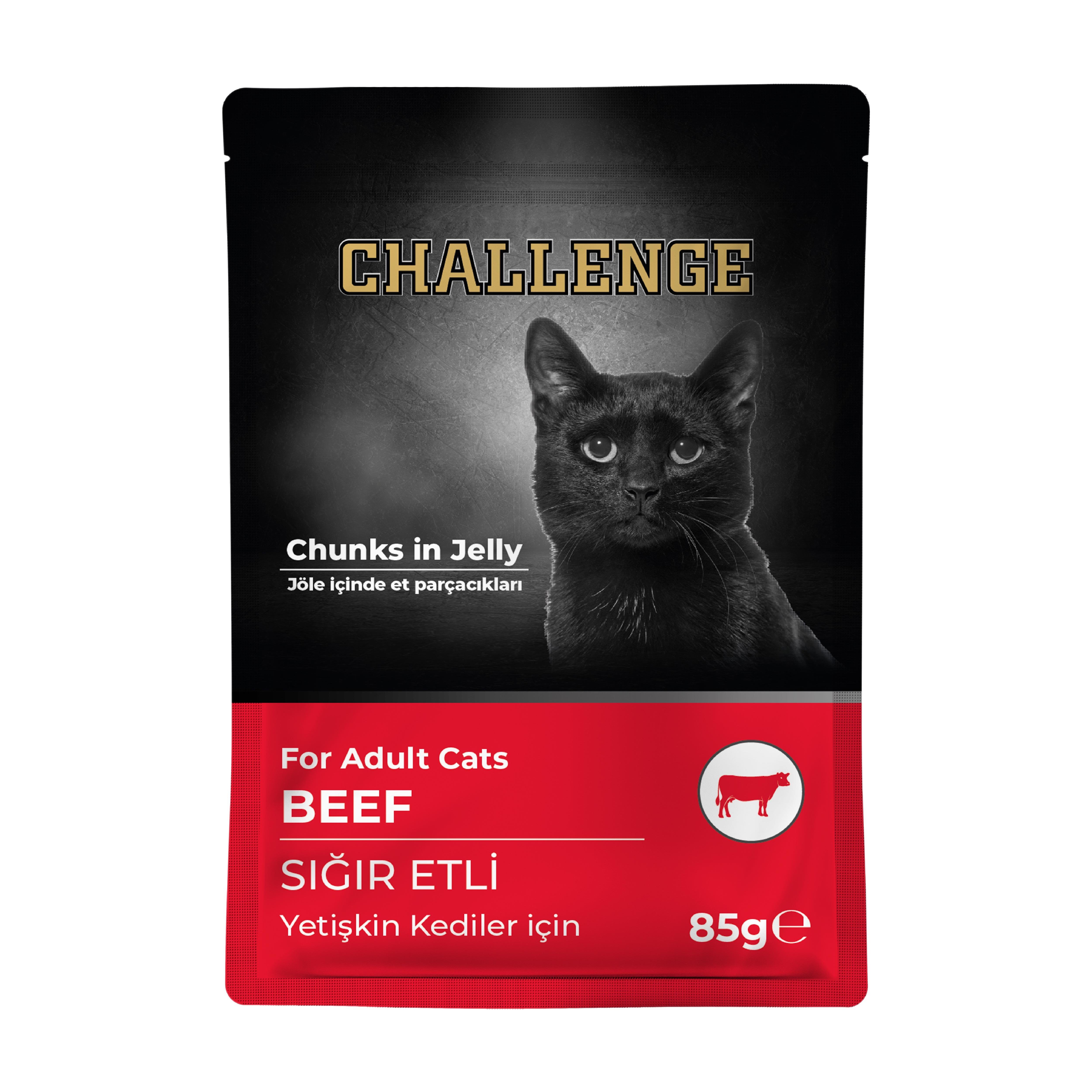challenge pouch challenge sığır etli yaş kedi maması 85gr