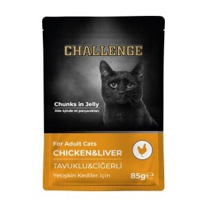 Challenge Pouch Challenge Tavuklu Ciğerli Yetişkin Kedi Yaş Mama 85gr